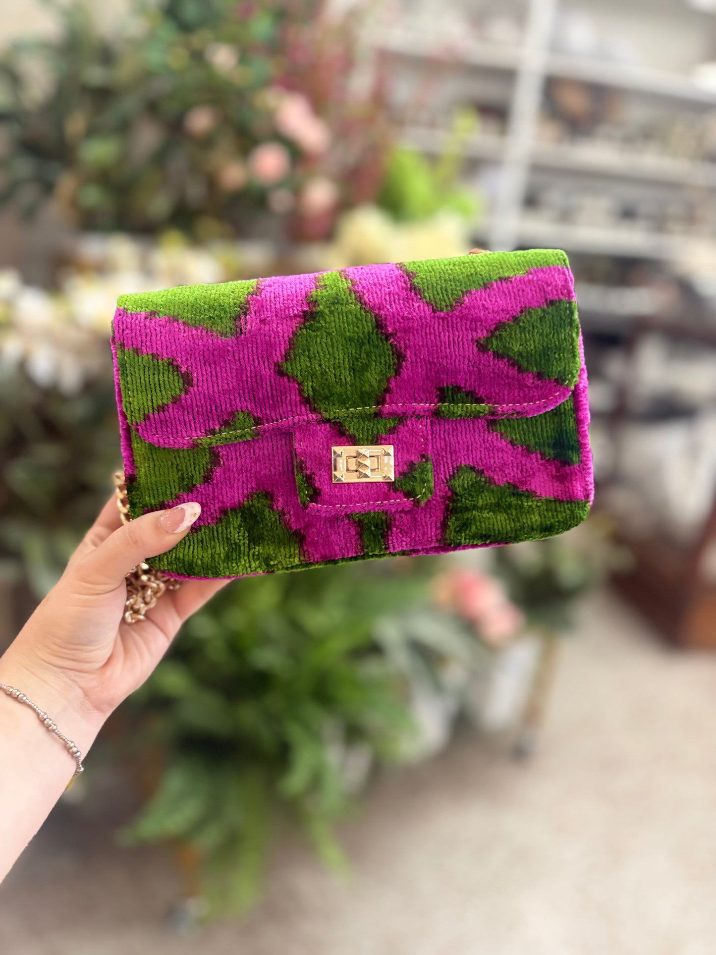 Glenda Gies Magenta and Green Crossbody