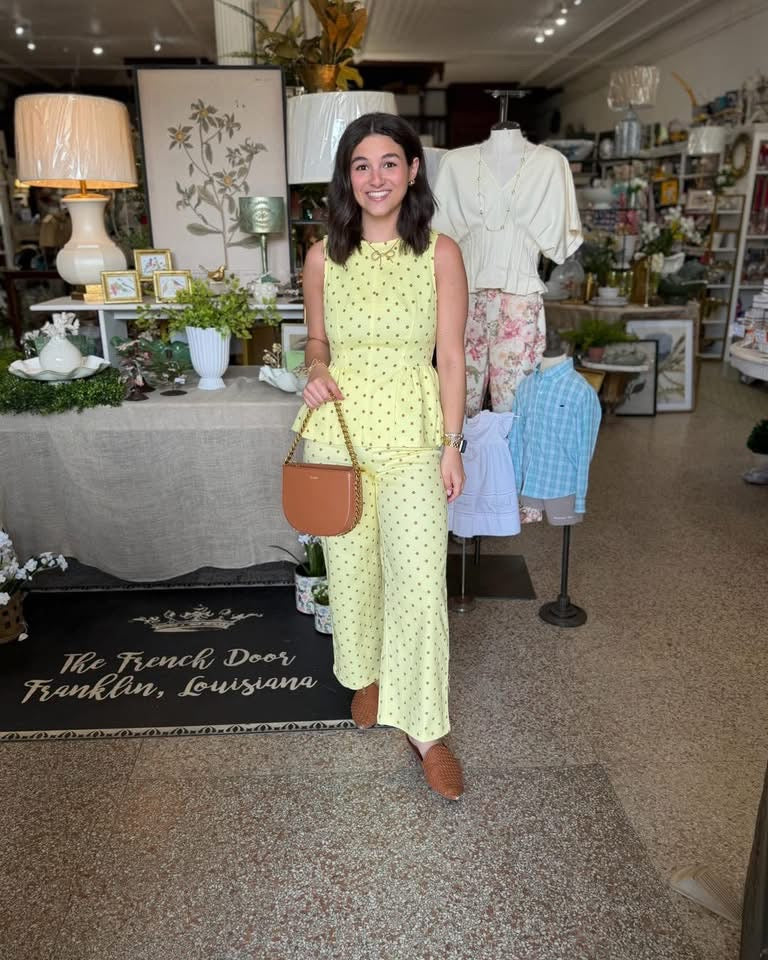 Light Yellow Polka Dot Denim Set