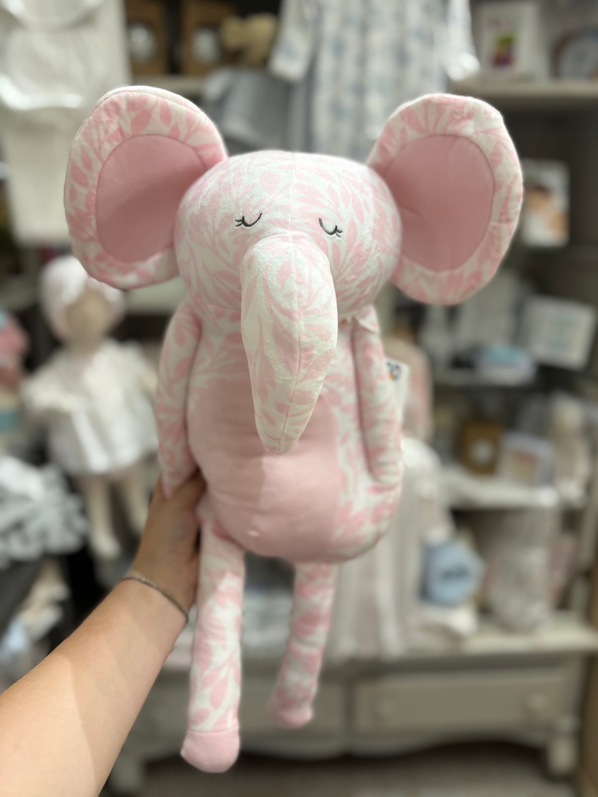 Pink Floral Elephant Stuffed Animal
