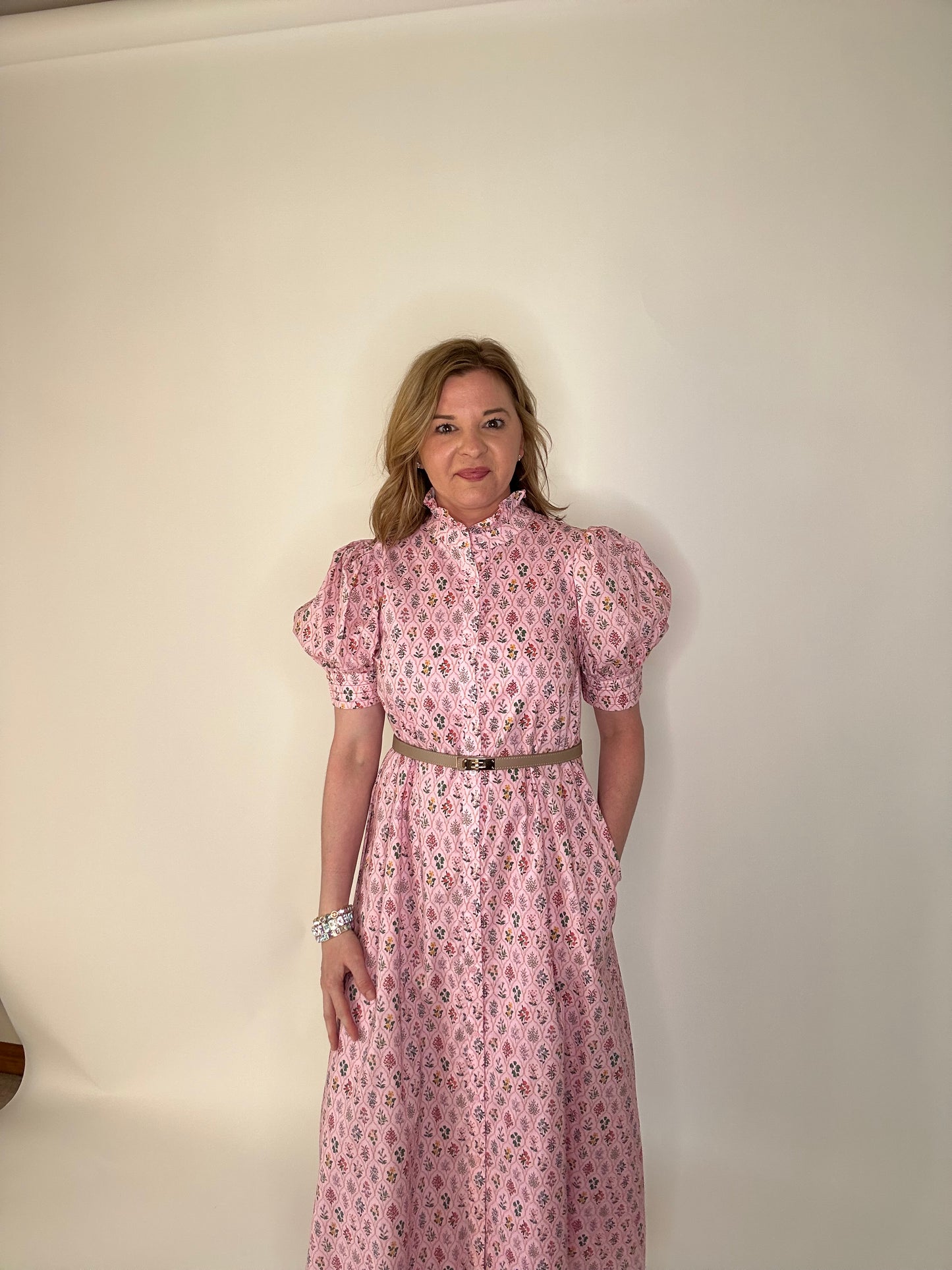 Light Pink Spring Floral Maxi Dress