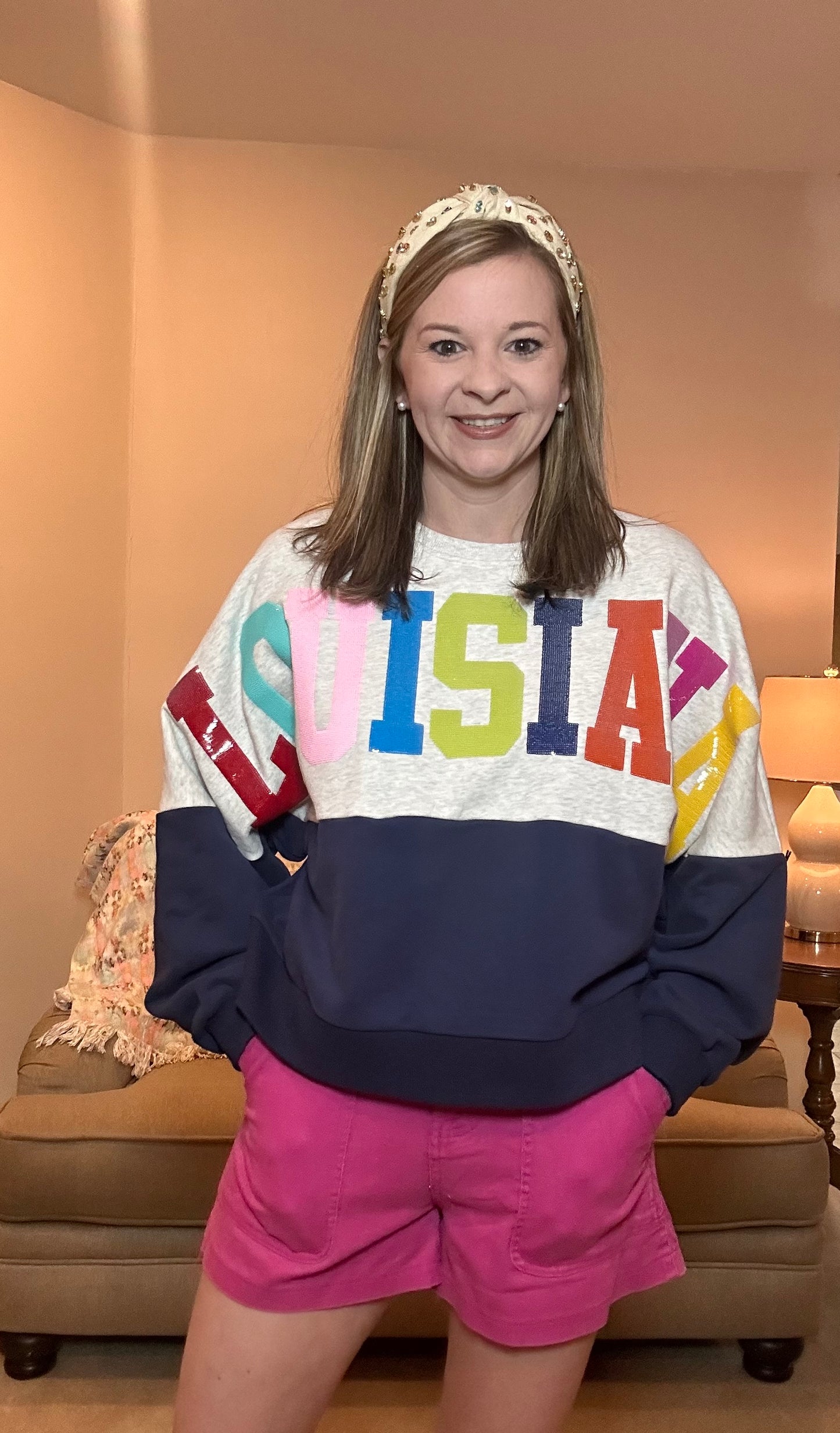 Queen of Sparkles Louisiana Colorblock Sweatshirt