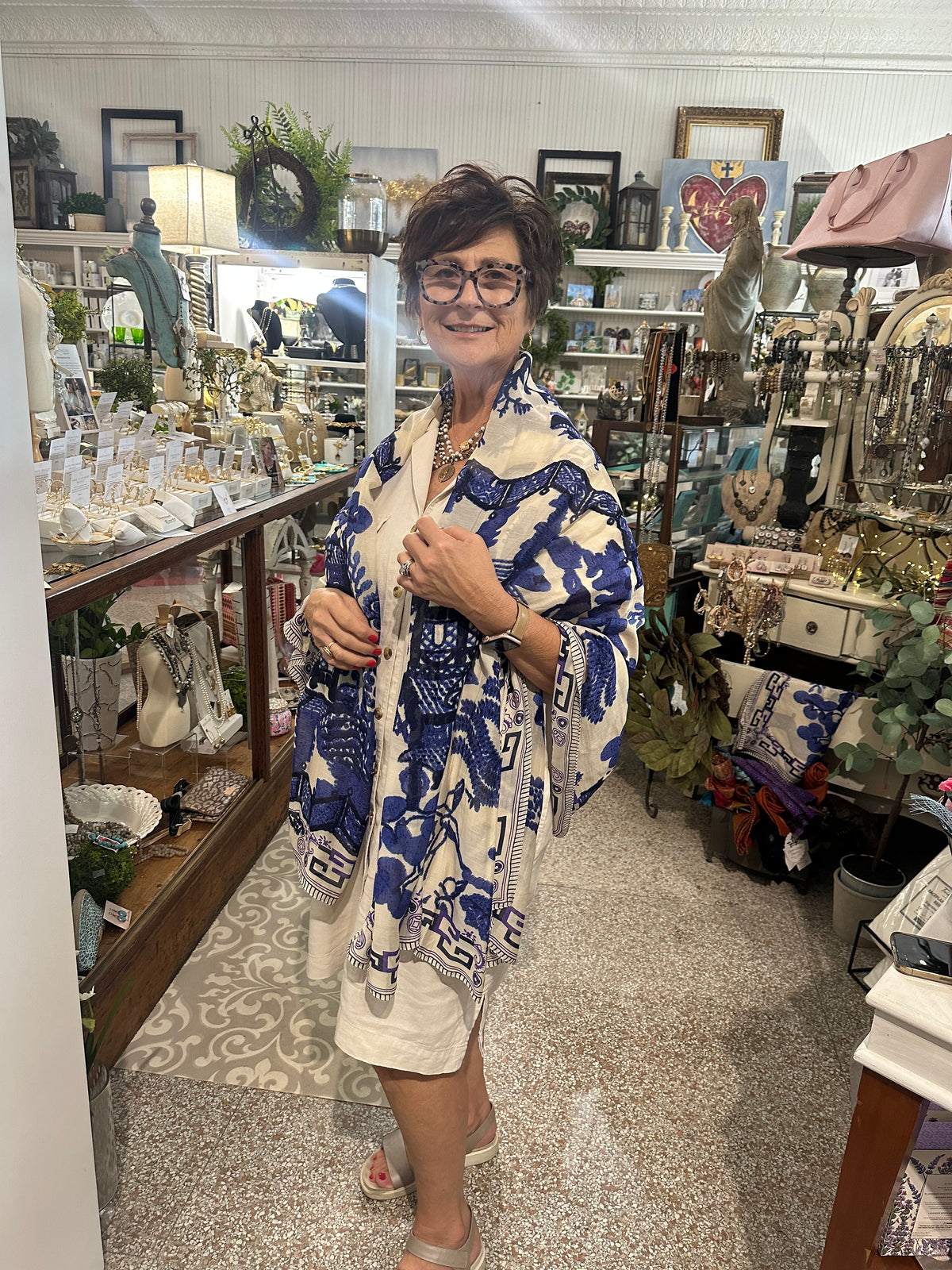 Blue & White Shall/Scarf