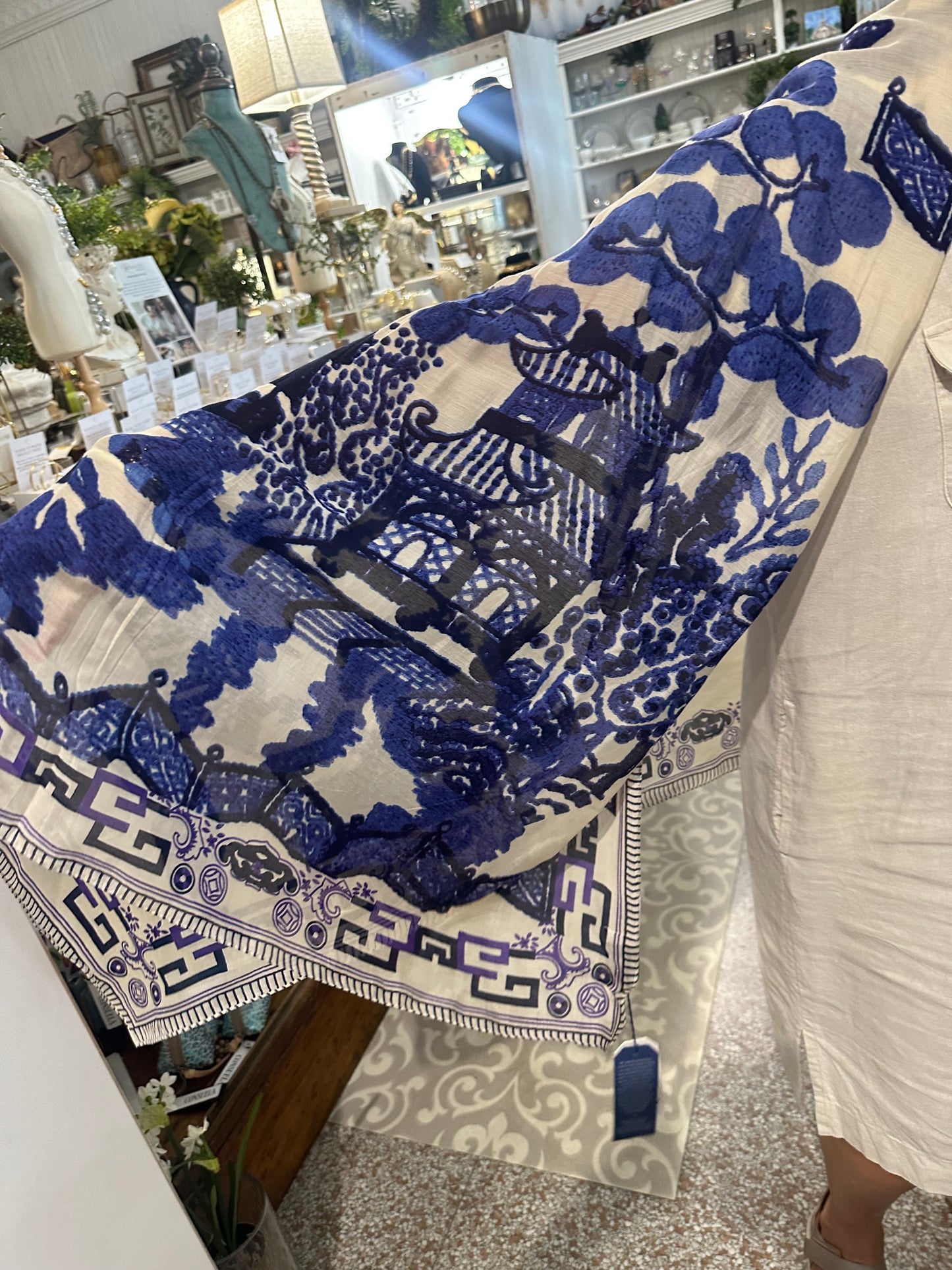 Blue & White Shall/Scarf