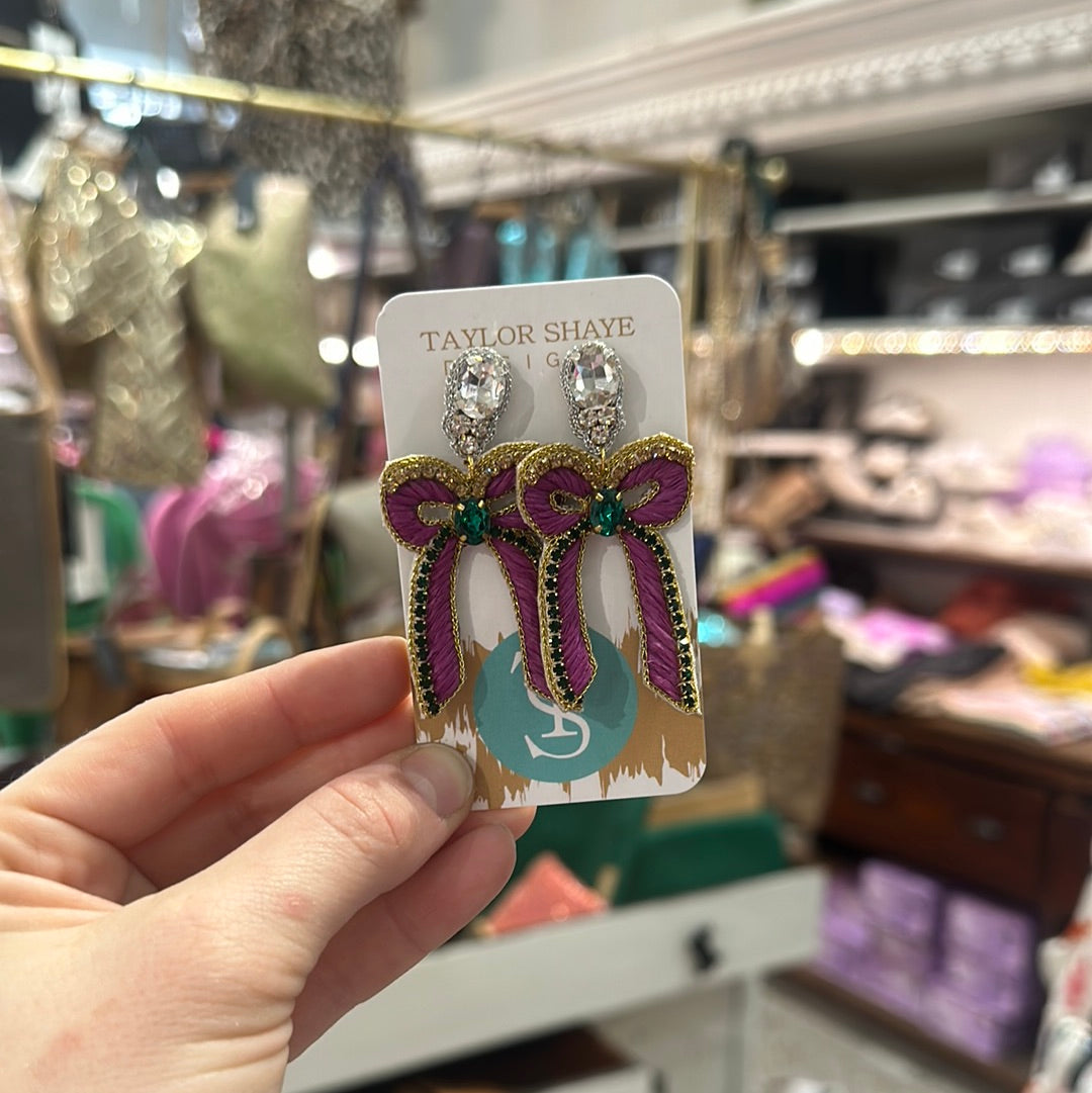 Mardi Gras Bow Earrings