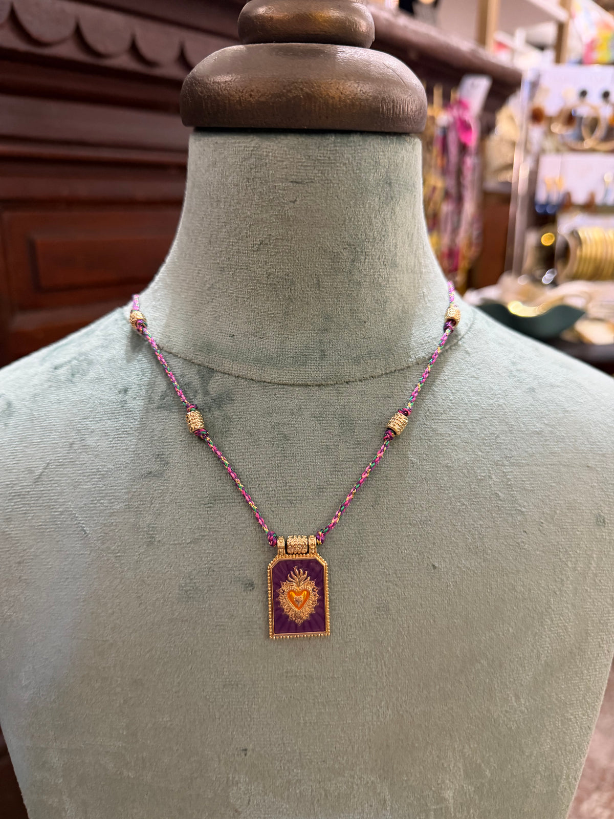Purple Sacred Heart Necklace