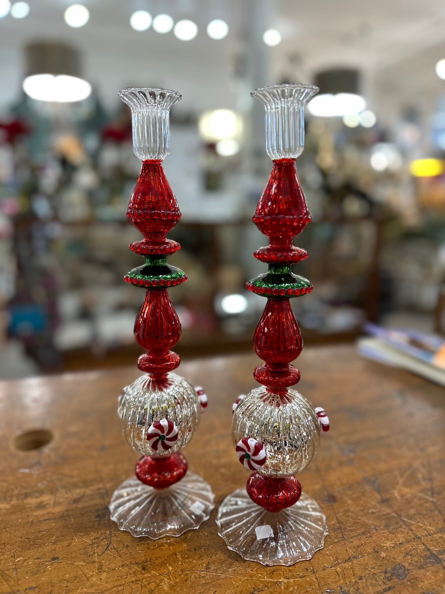 Christmas Peppermint Candlestick Holder