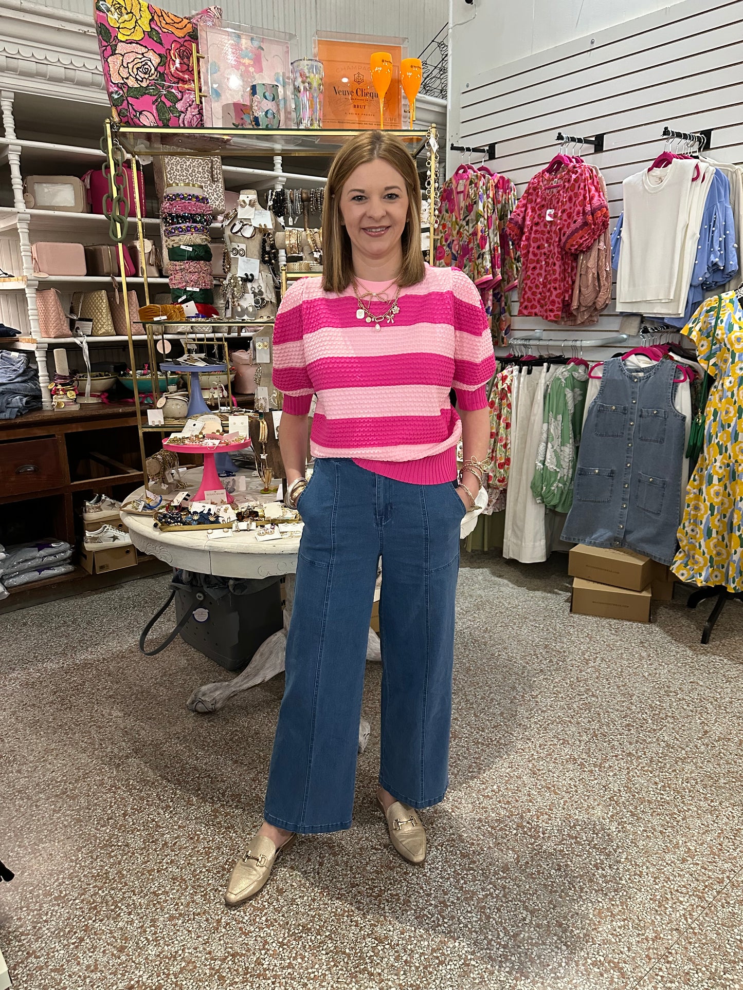 Light Pink and Hot Pink Stripe Shirt