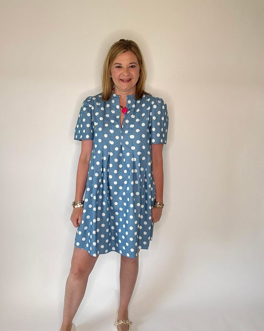 Polka Dot Denim Dress