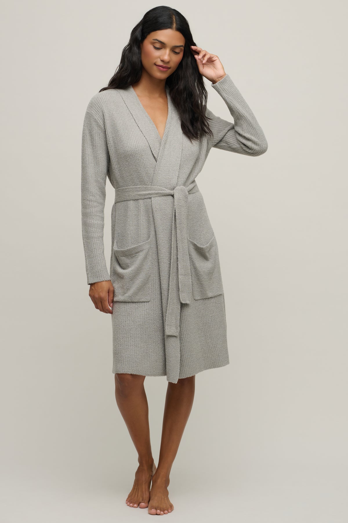 Barefoot Dreams CozyChic Lite Ribbed Robe - Dove Gray