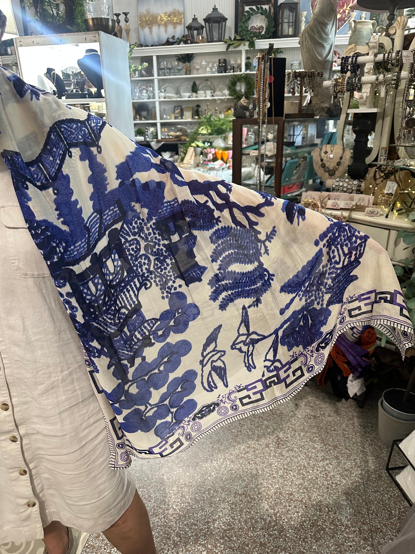 Blue & White Shall/Scarf