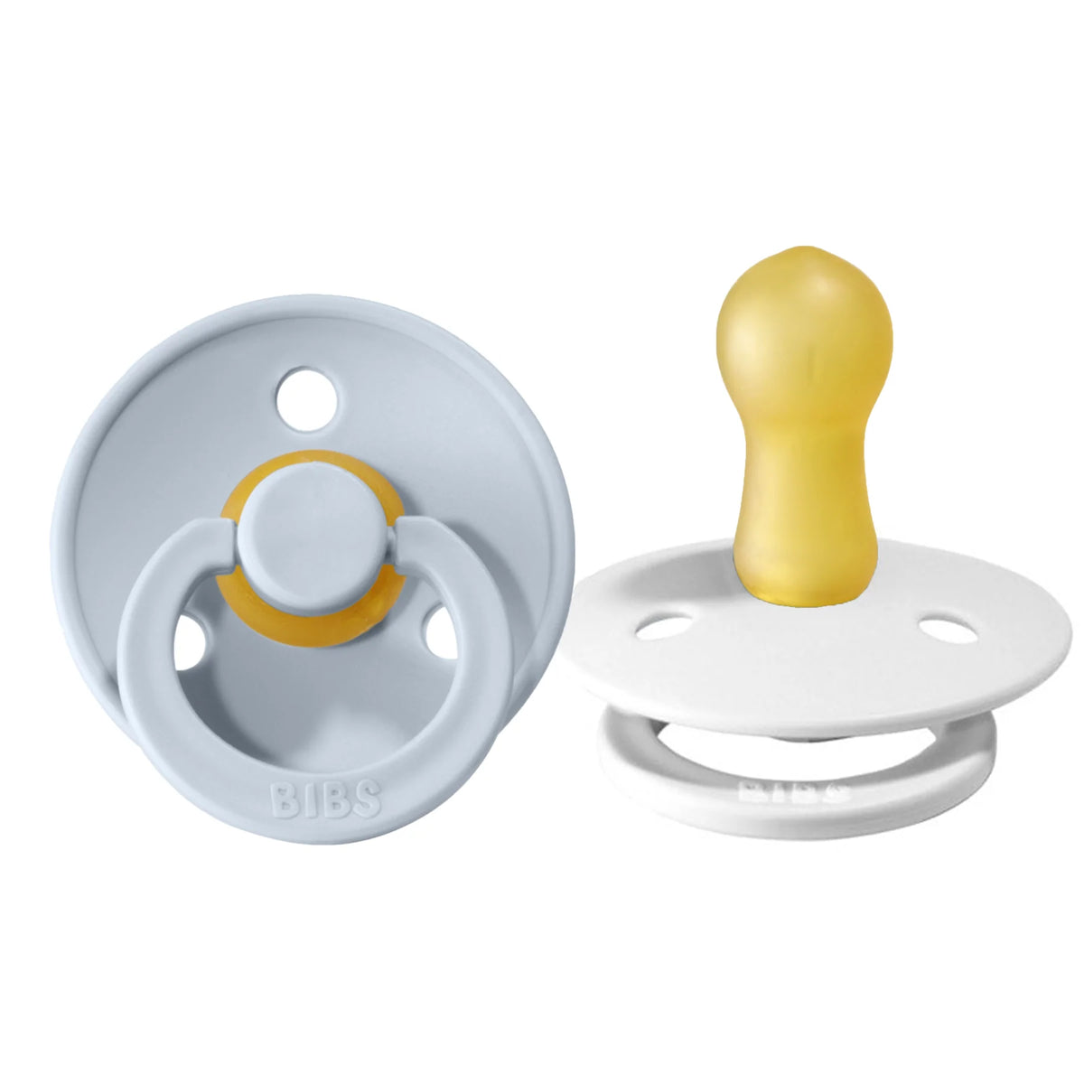 Bibs Pacifier 2 Pack - Baby Blue + White