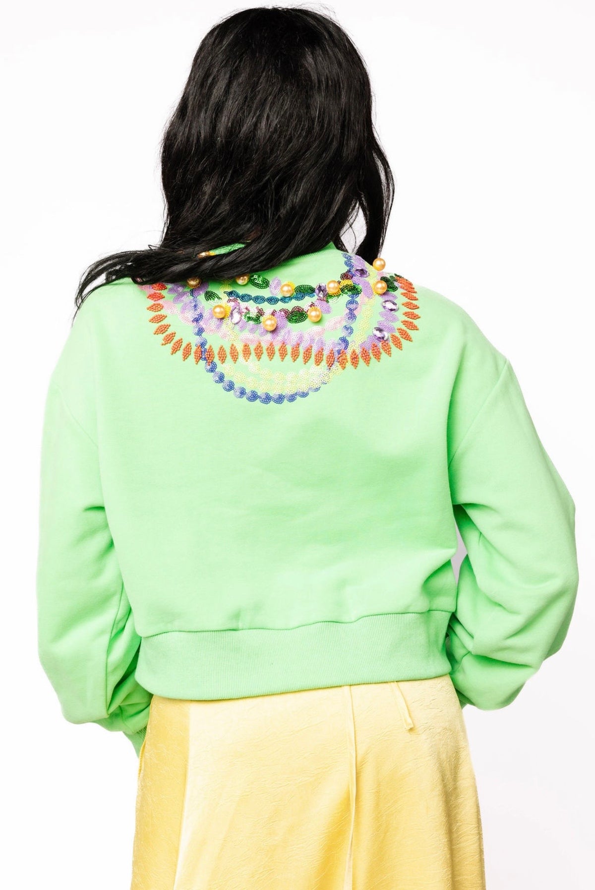 Queen of Sparkles Bright Green Mardi Gras Beads Sweatshirt