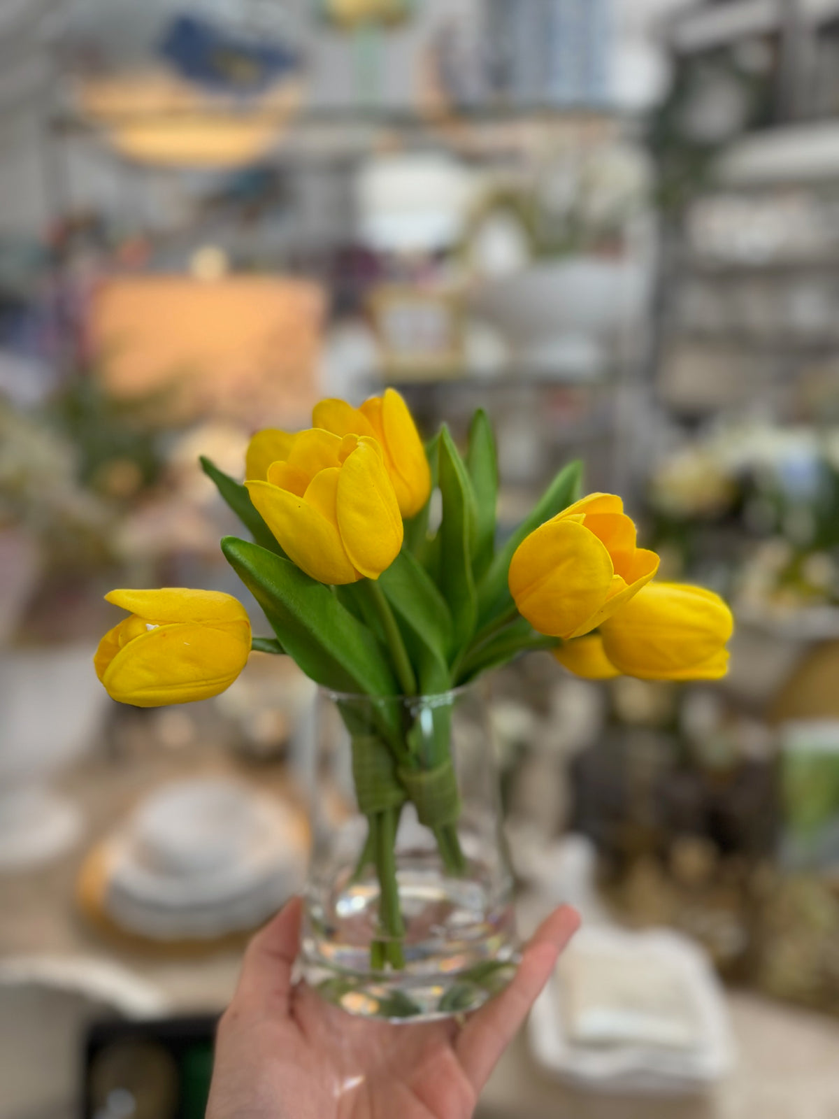 All In One Tulips with Clear Glass Vase
