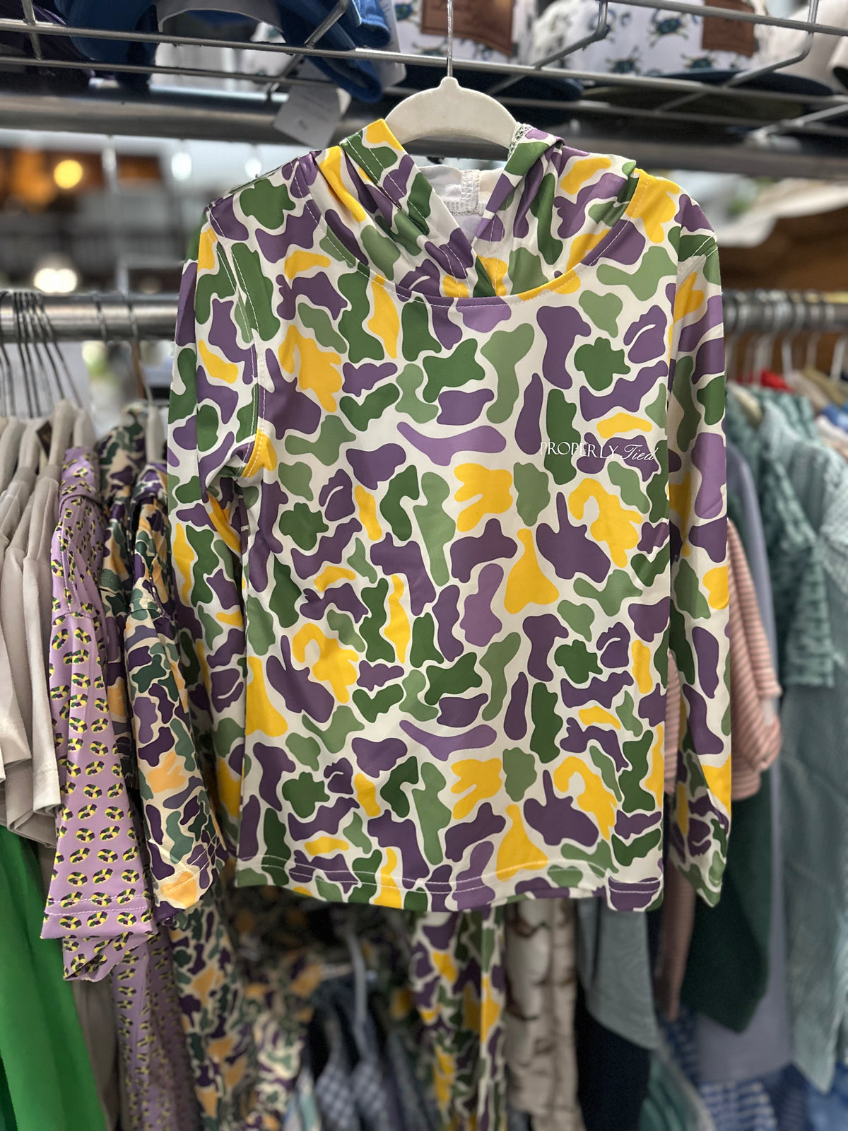 Properly Tied Mardi Gras Camo YOUTH Hoodie