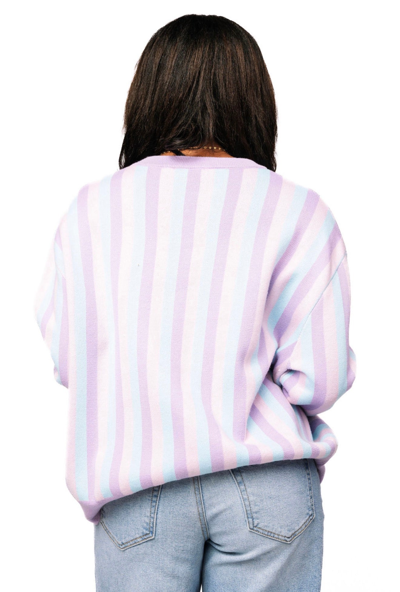 Queen of Sparkles Lavender, Blue & Pink Stripe Mahjong Tile Sweater