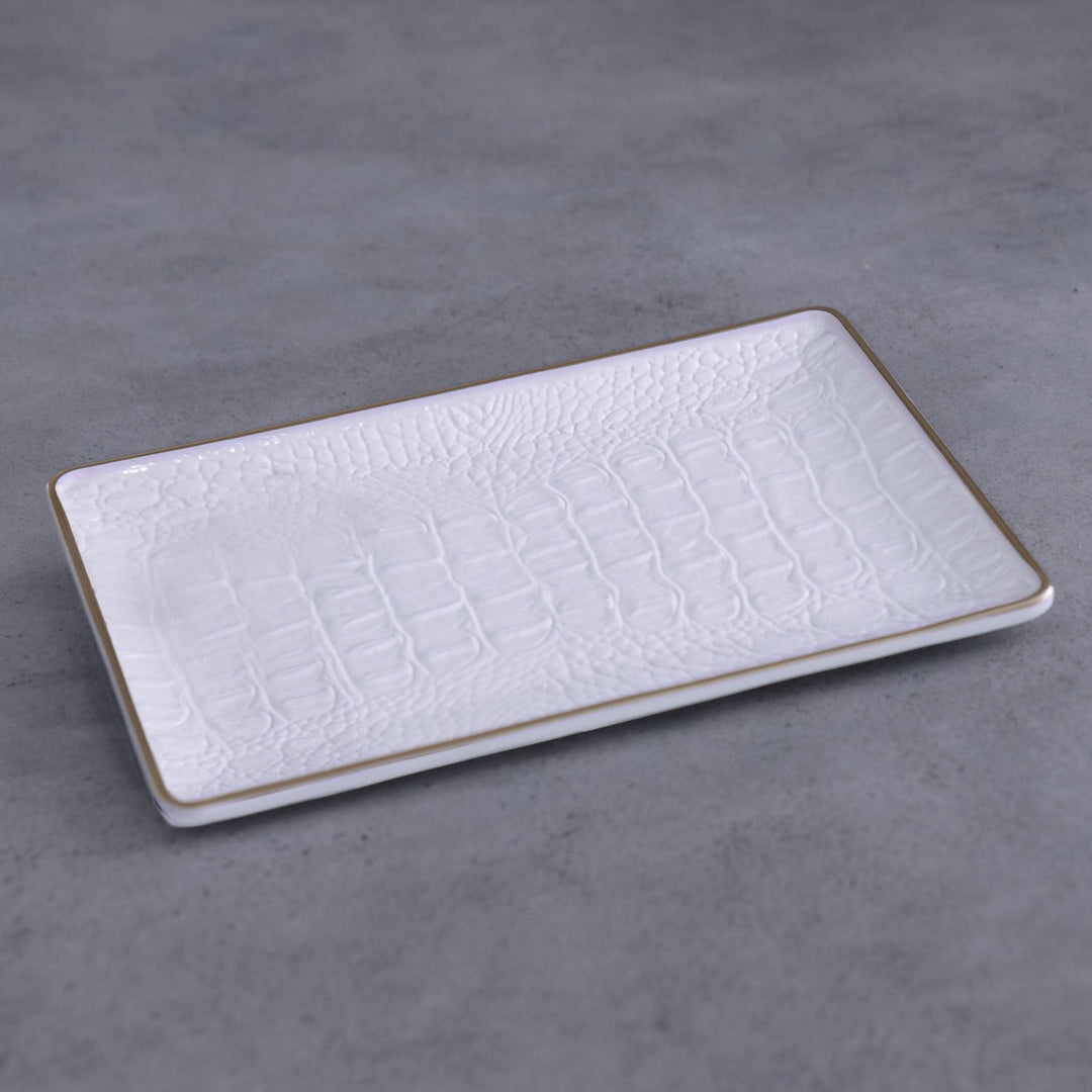 Beatriz Ball Thanni Croc Small Tray (White and Gold)