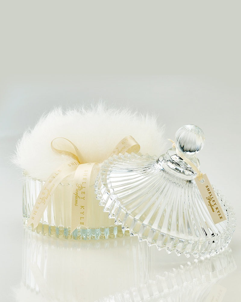 Shelley Kyle Powder Puff and Crystal Dish