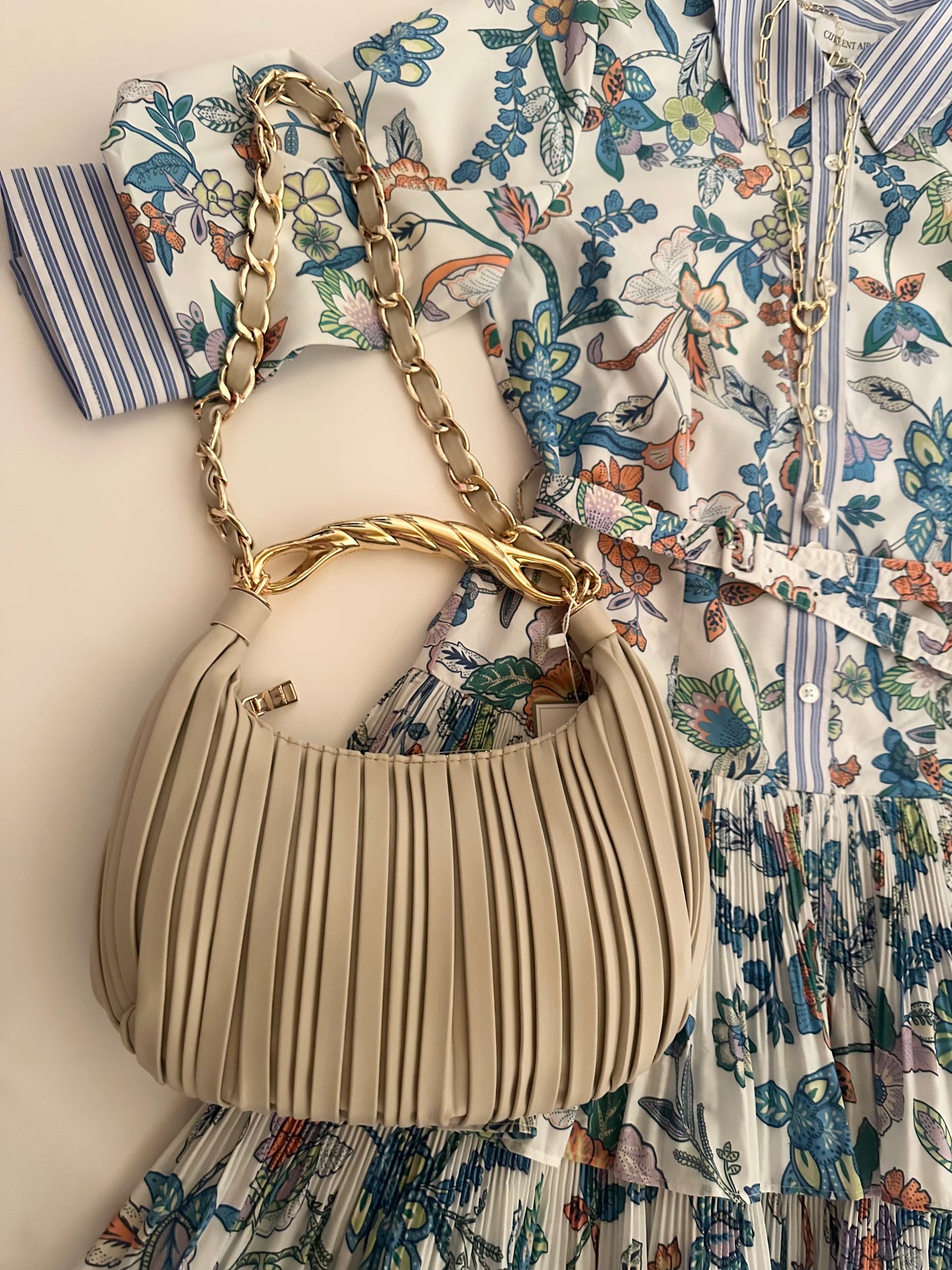 Nude Pleated Purse