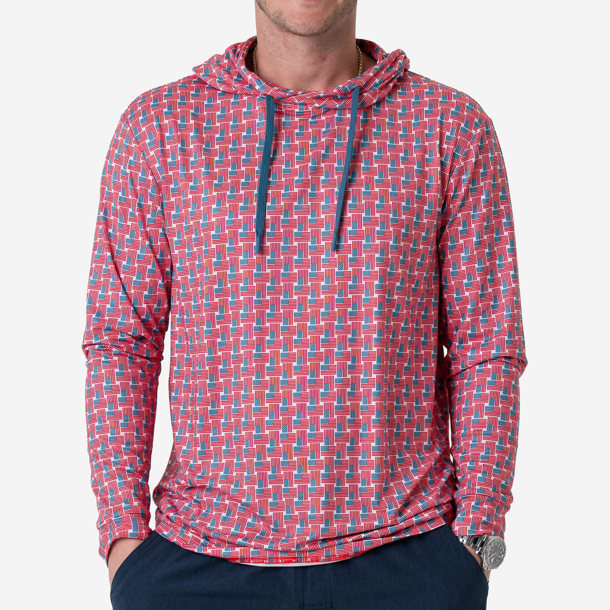 Burlebo Performance Hoodie - American Flag Print