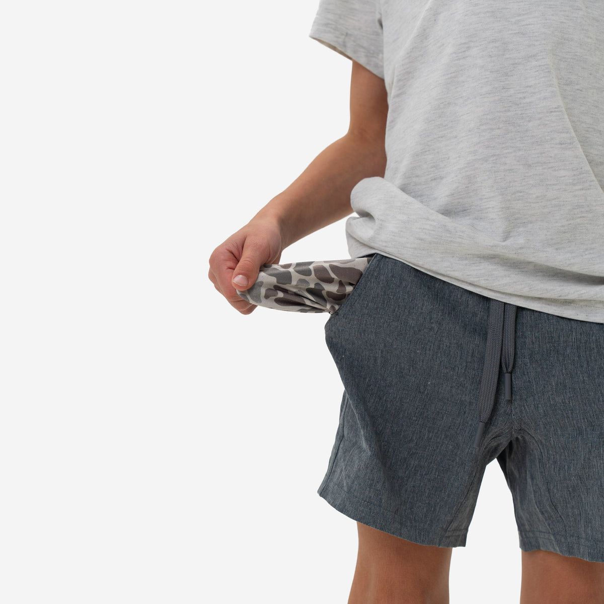 Youth Burlebo Athletic Short - Grizzly Grey - Deer Camo Liner