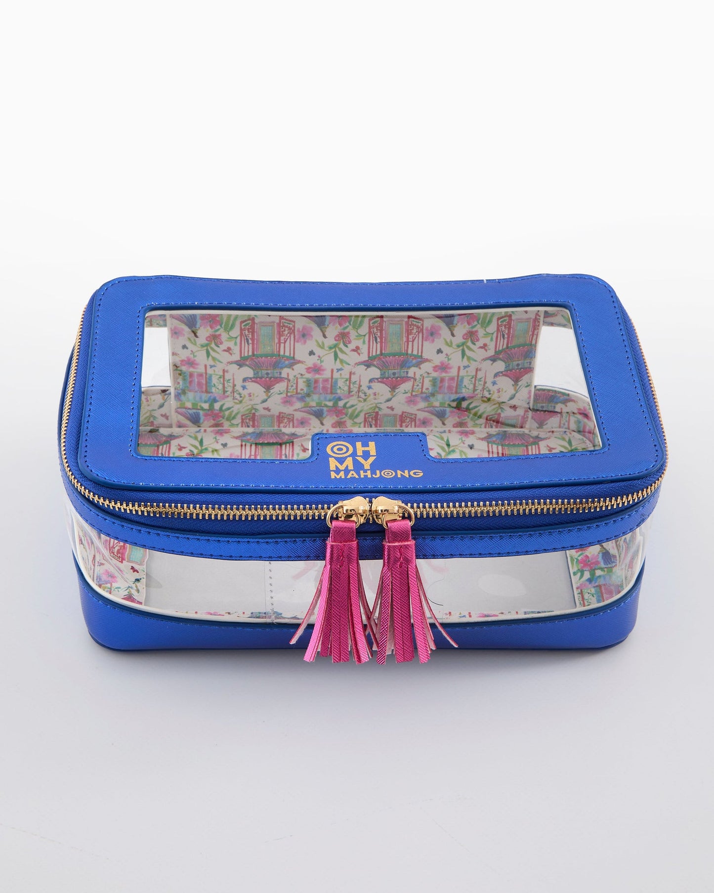 Oh My Mahjong Metallic Blue Tile Storage Bag