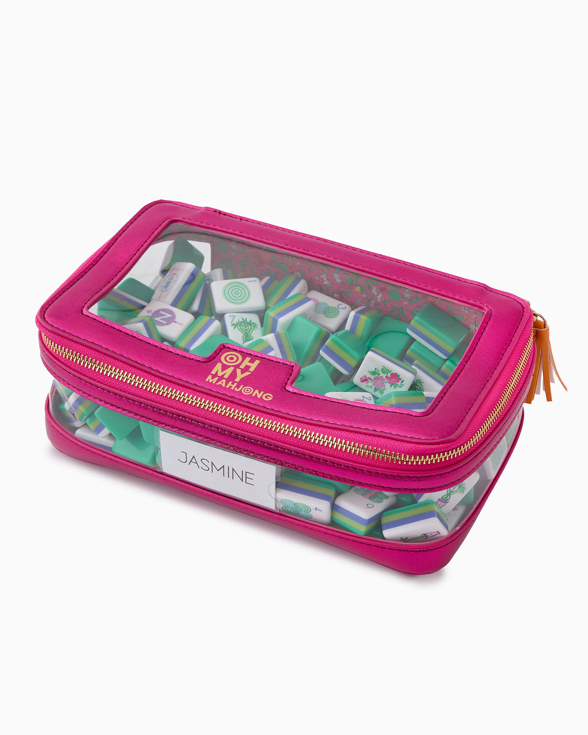 Oh My Mahjong Metallic Pink Tile Storage Bag