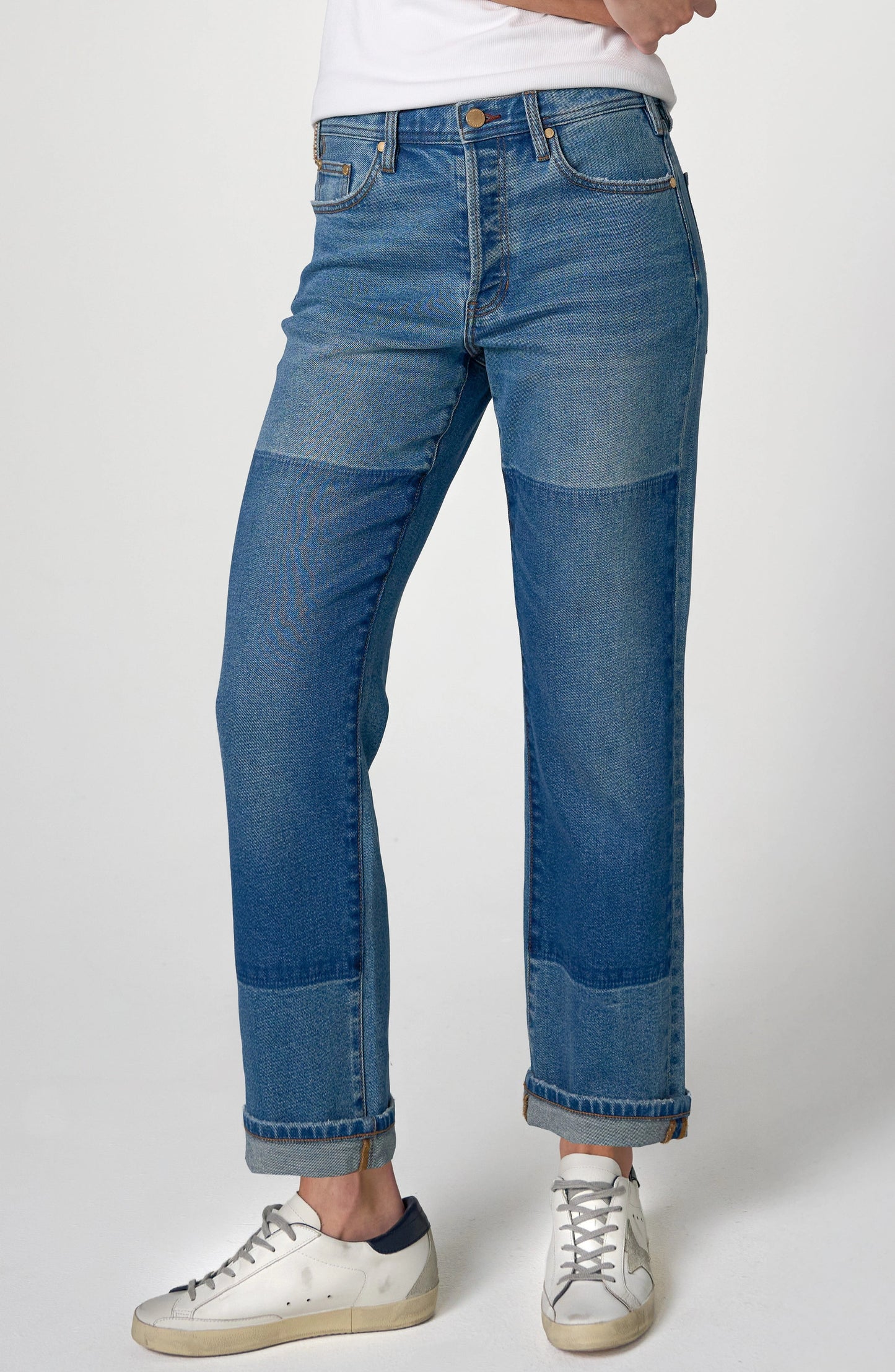Liverpool Sloan Slouchy Girlfriend Cuffed in Frontier Blue Wash