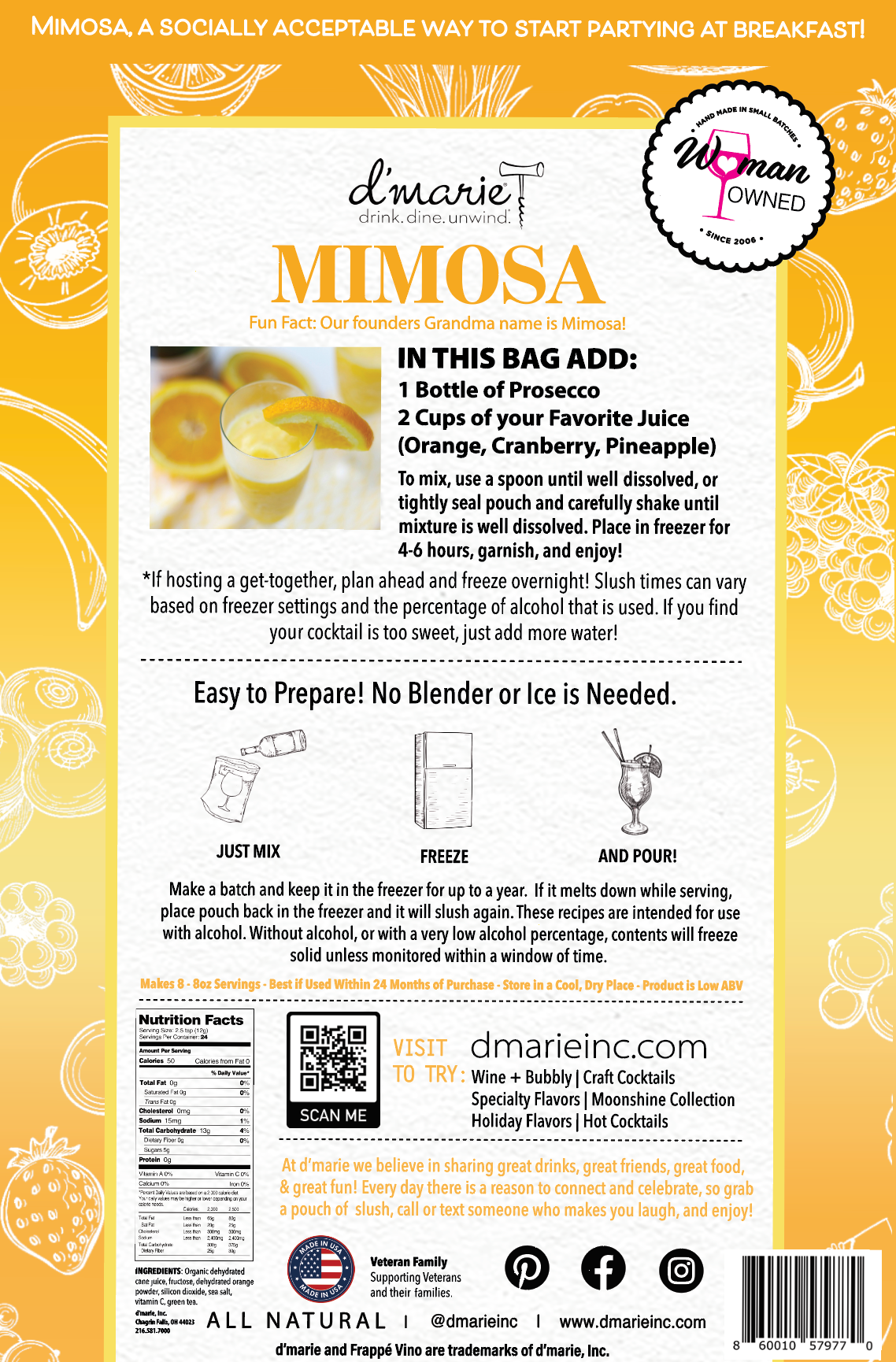 D‘Marie Mimosa Craft Cocktail Slush Mix