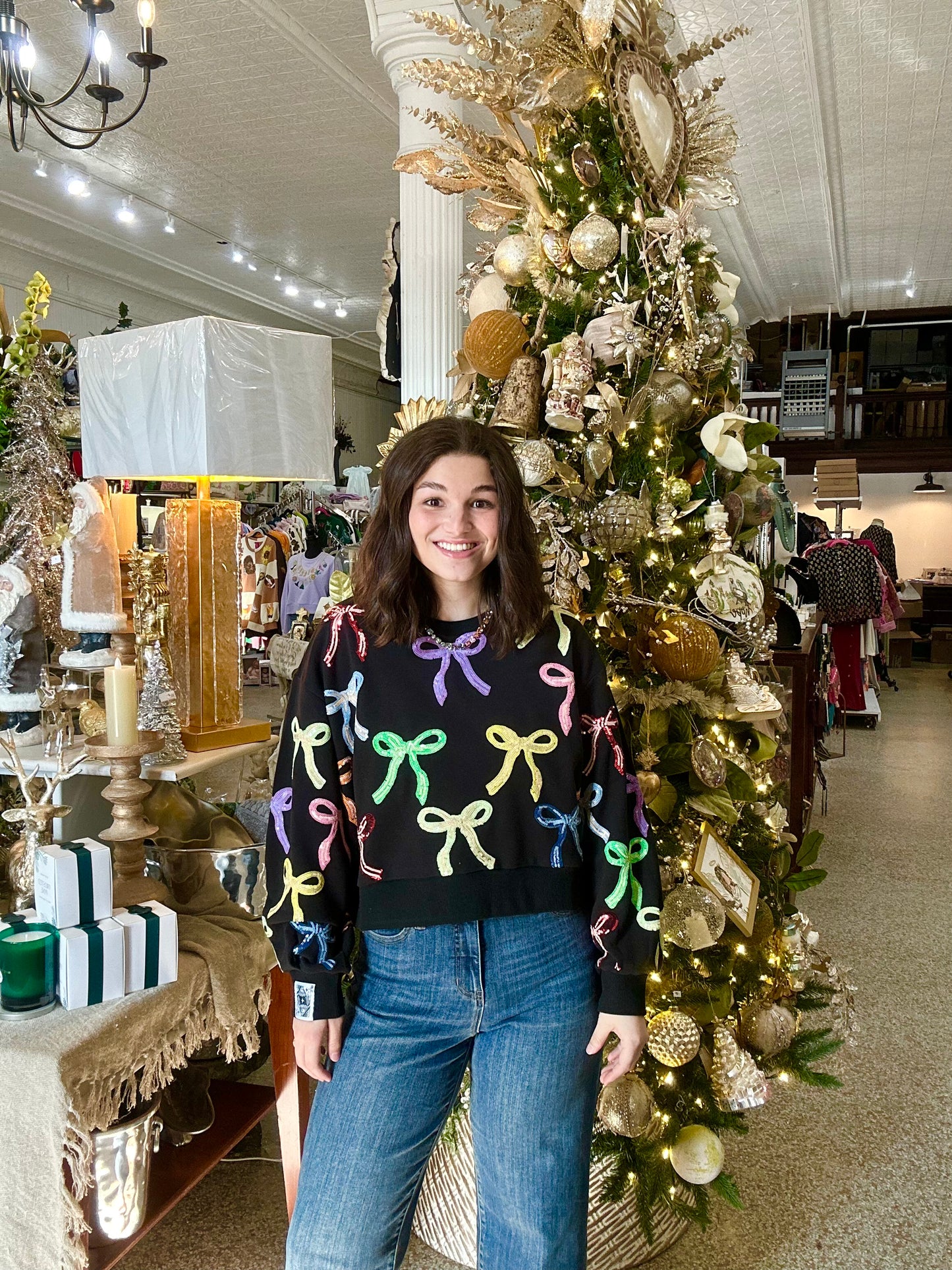 Queen of Sparkles Black Multi Bow Sweatshirt