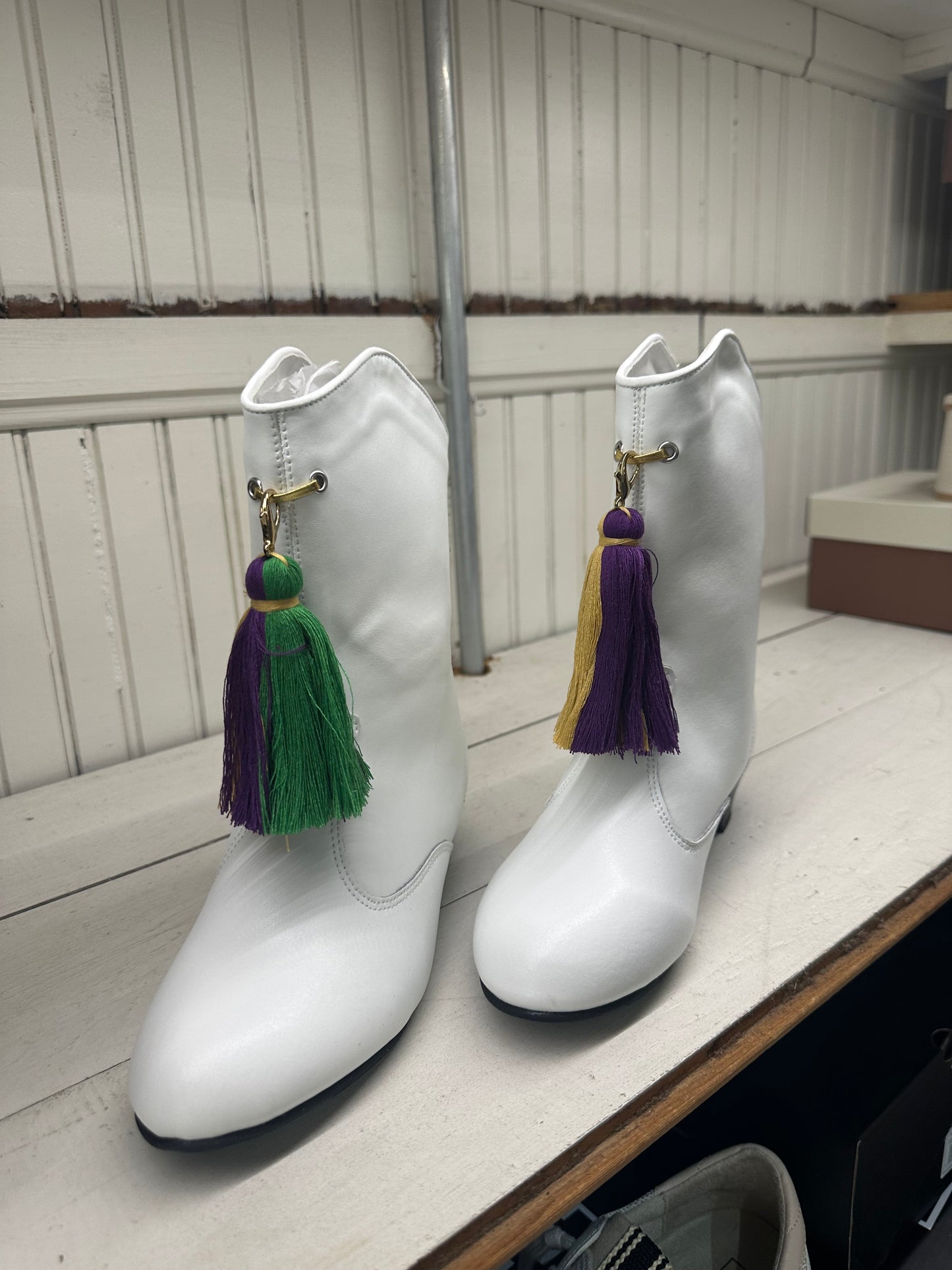 Purple & Gold Tassels for Marching Boots (Adult Size)