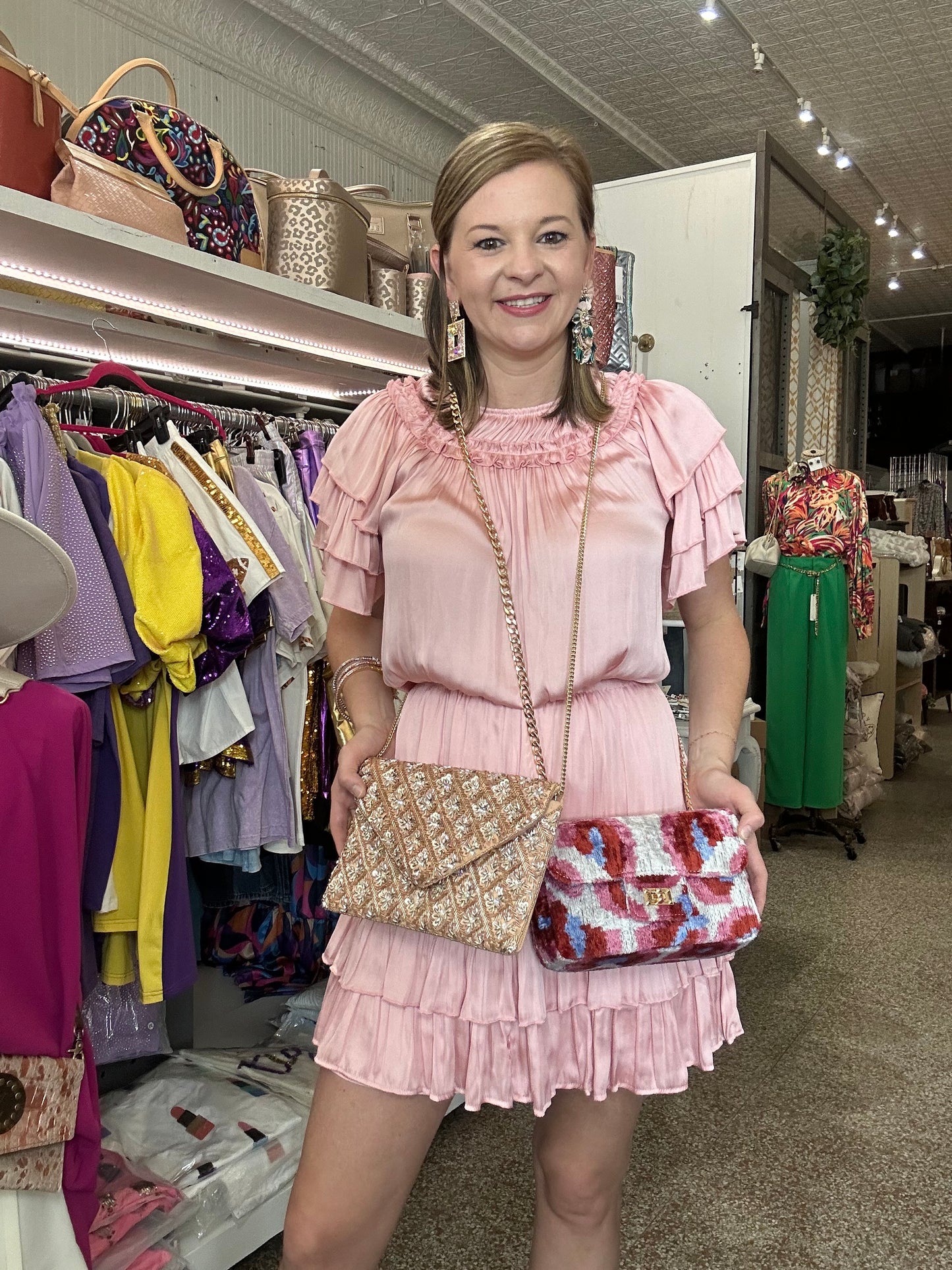 Blush Silk Dress with Ruffles