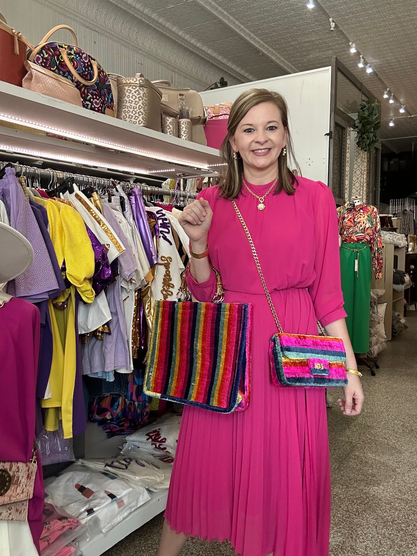 Hot Pink Mid Length Dress
