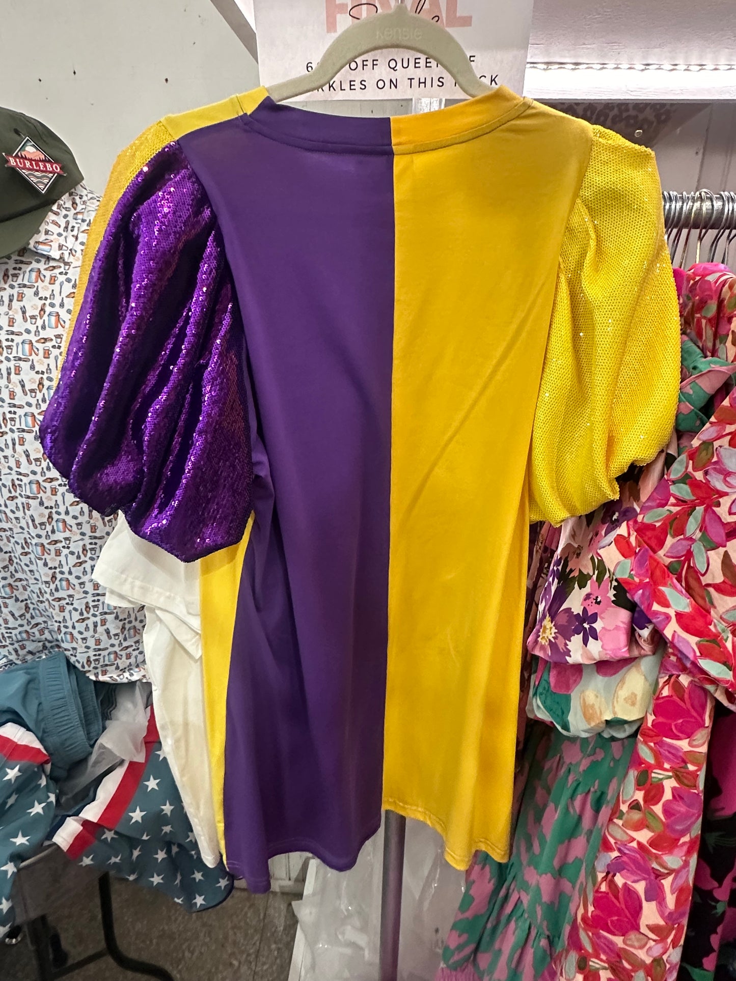 Queen of Sparkles Purple and Gold Block Dress