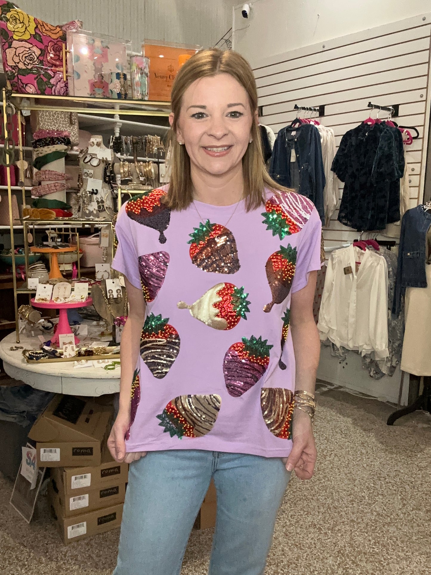 Queen of Sparkles Purple Chocolate Covered Strawberries Tee
