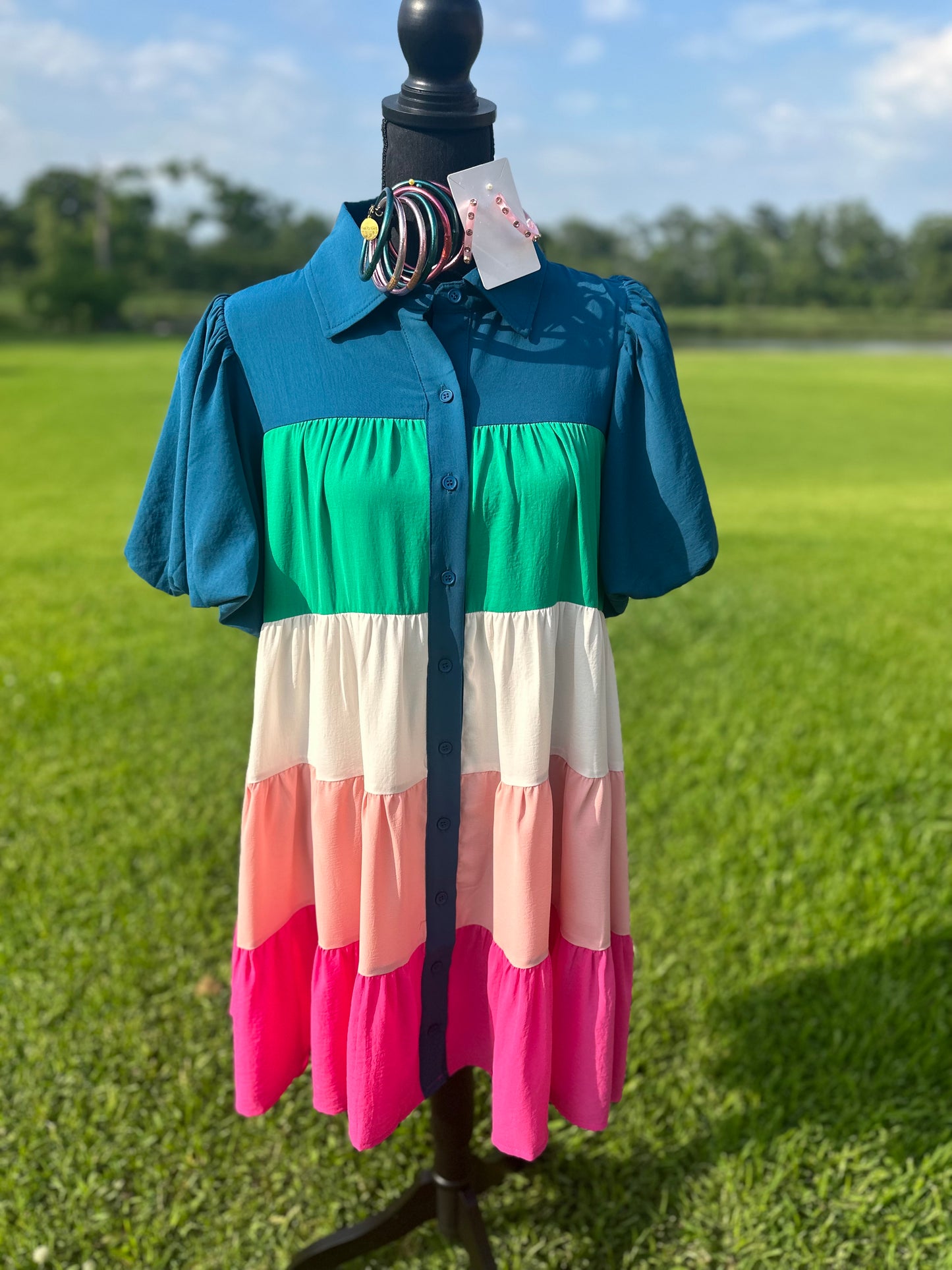 Teal/Pink Combo Dress
