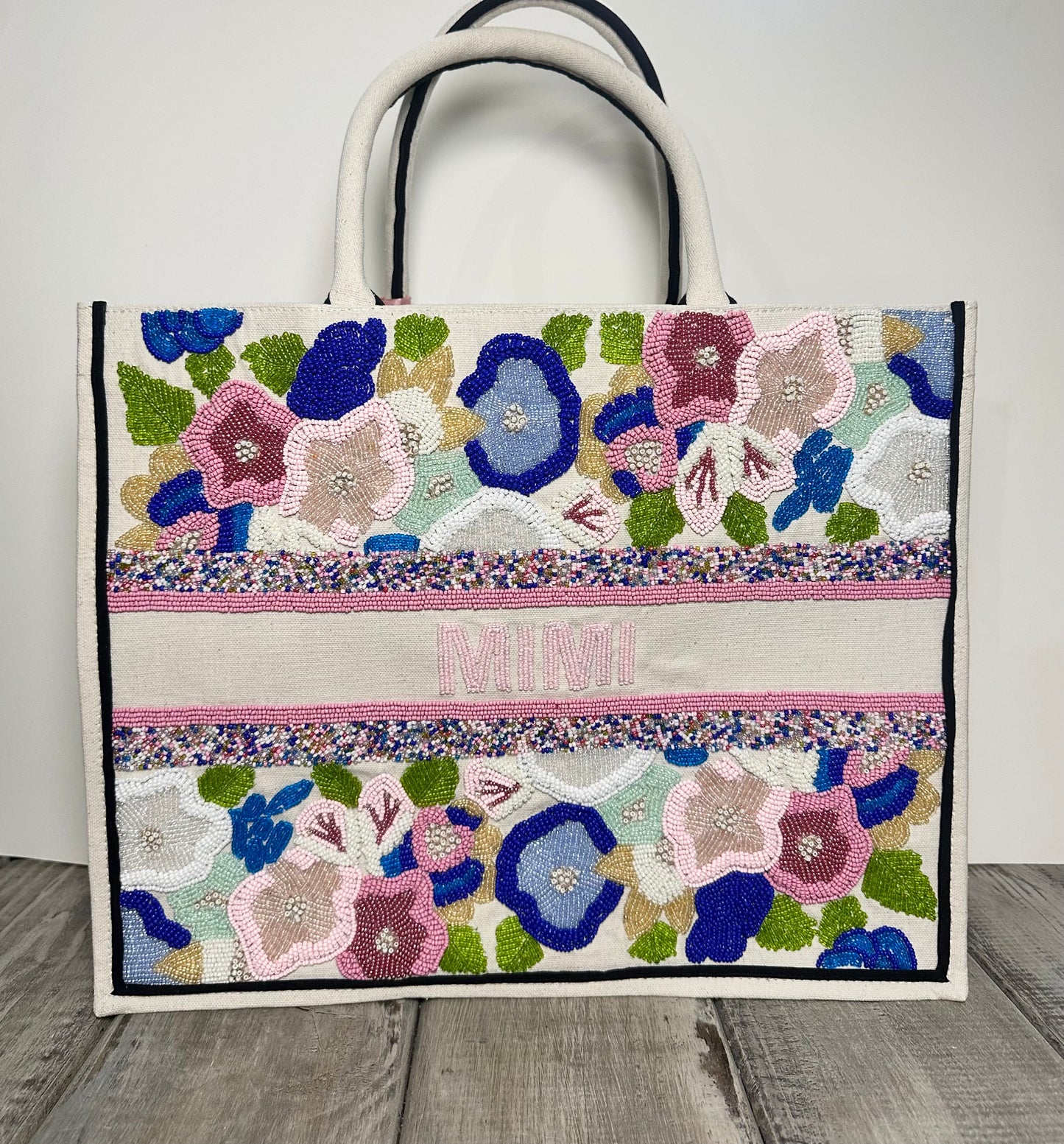 Personalized Hand Beaded Tote Bag