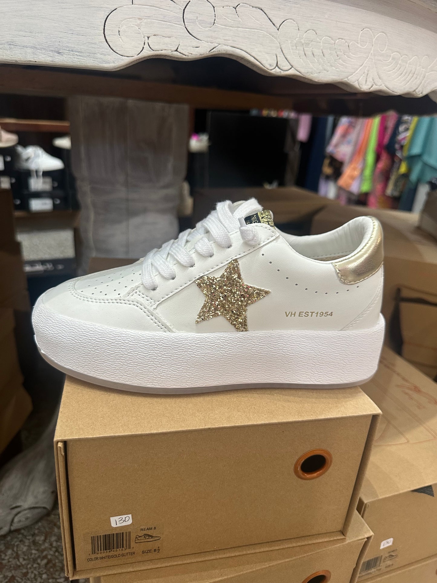 Vintage Havana Ream 8 White Gold Glitter