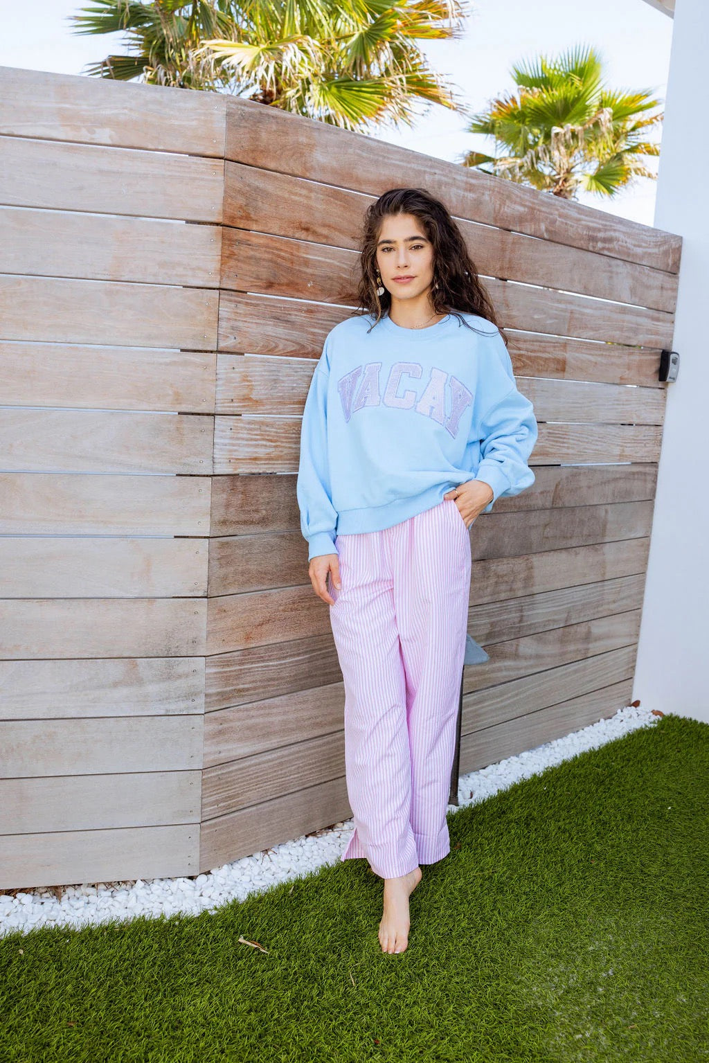 Queen of Sparkles Light Blue 'Vacay' Sweatshirt