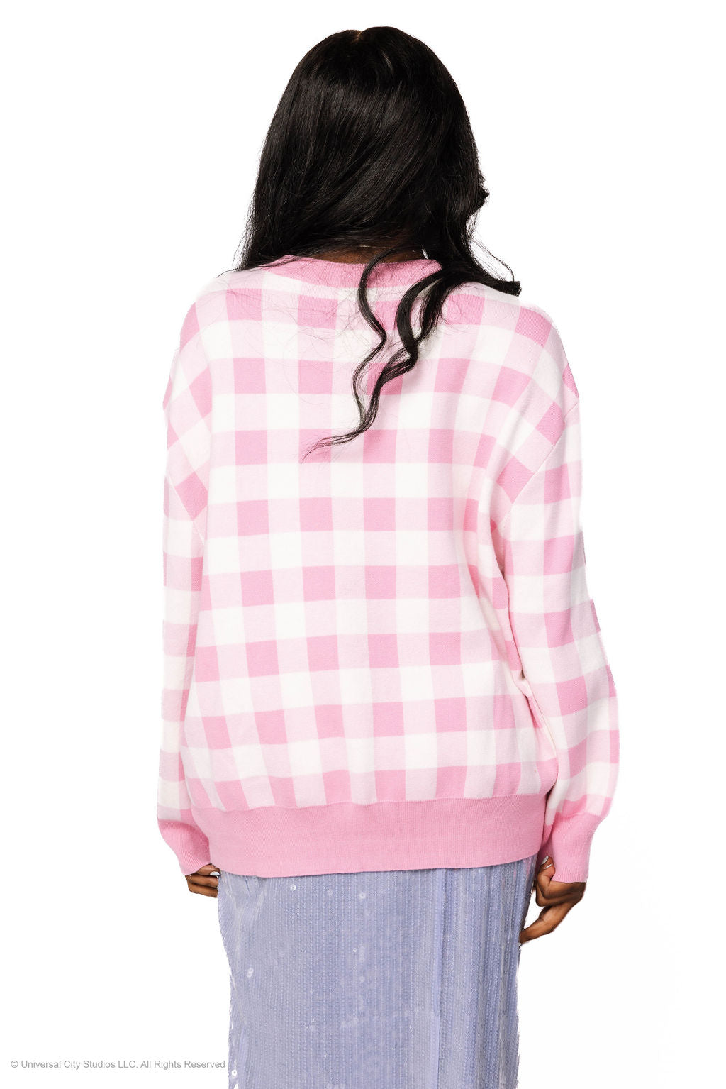 Queen of Sparkles Wicked Licensed Pink Gingham Glinda Crown Sweater