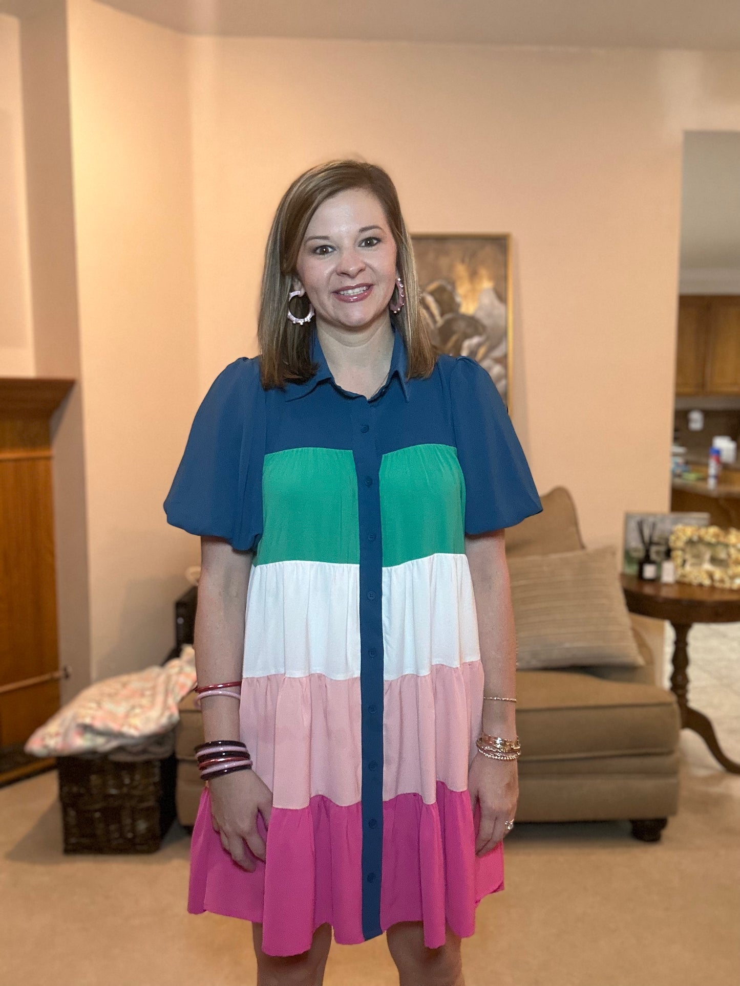 Teal/Pink Combo Dress