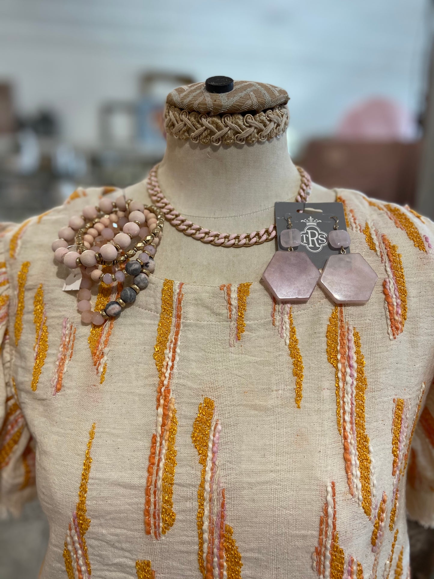 Light Pink Geometric Earrings