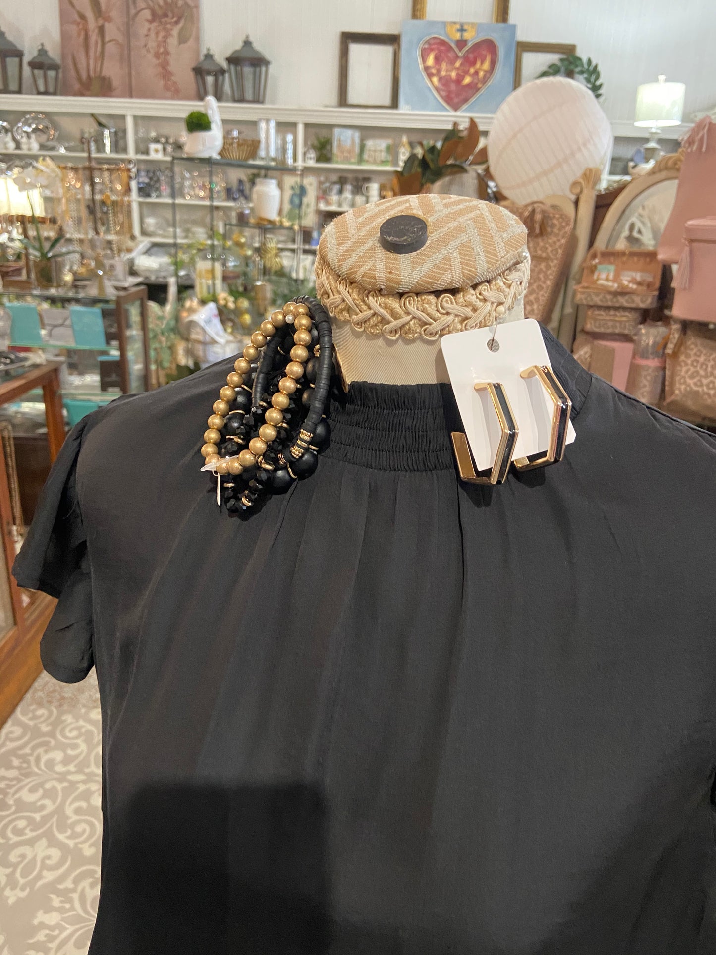Black Flutter Sleeve Shirt