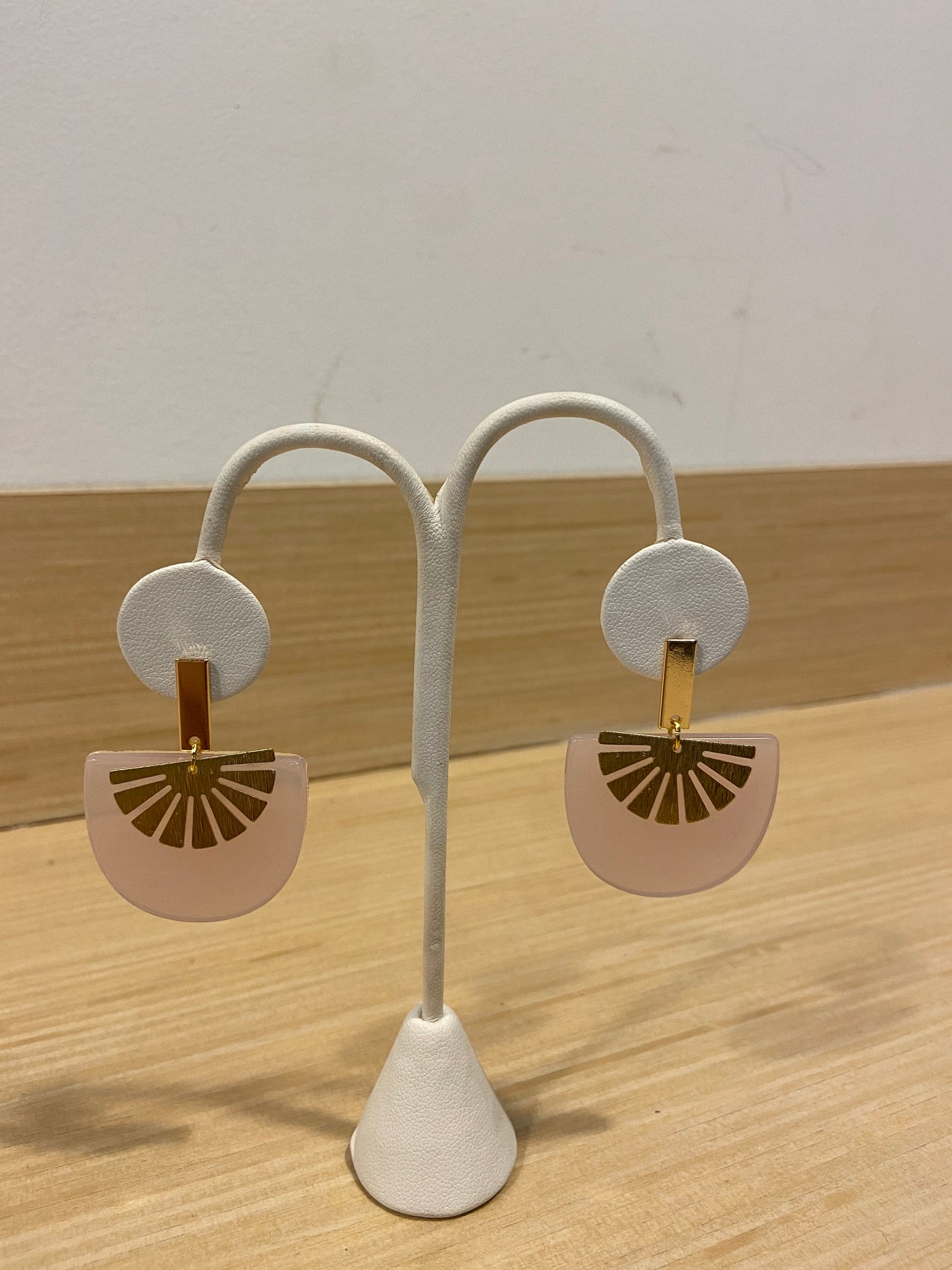 Light Pink Earrings with Gold Detail