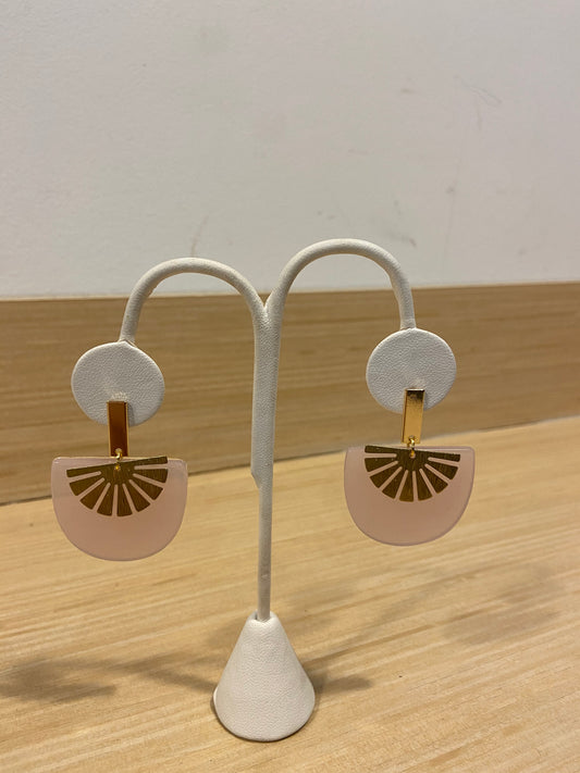 Light Pink Earrings with Gold Detail
