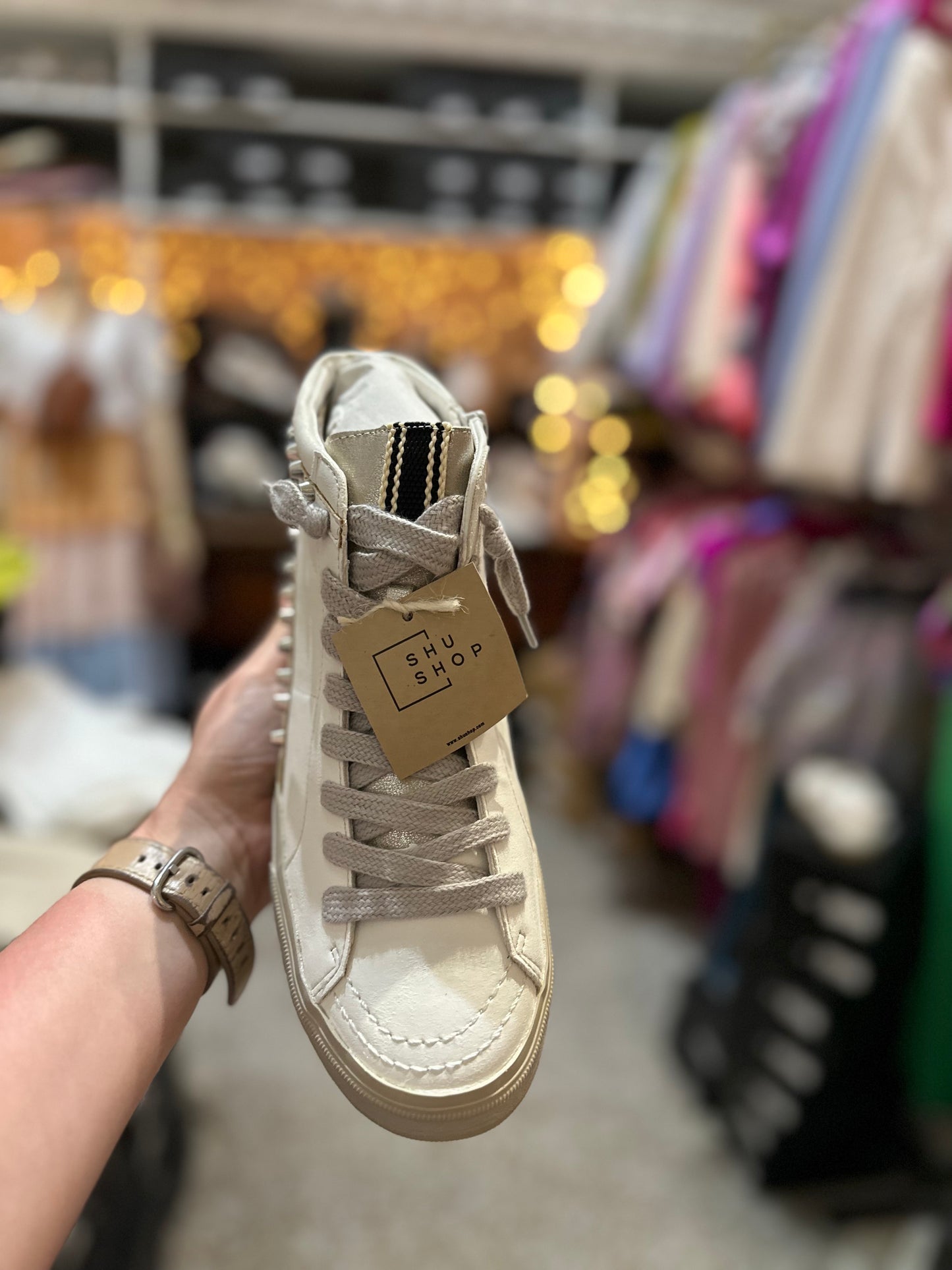 Shu Shop RiRi Silver Distressed Hightop Sneaker