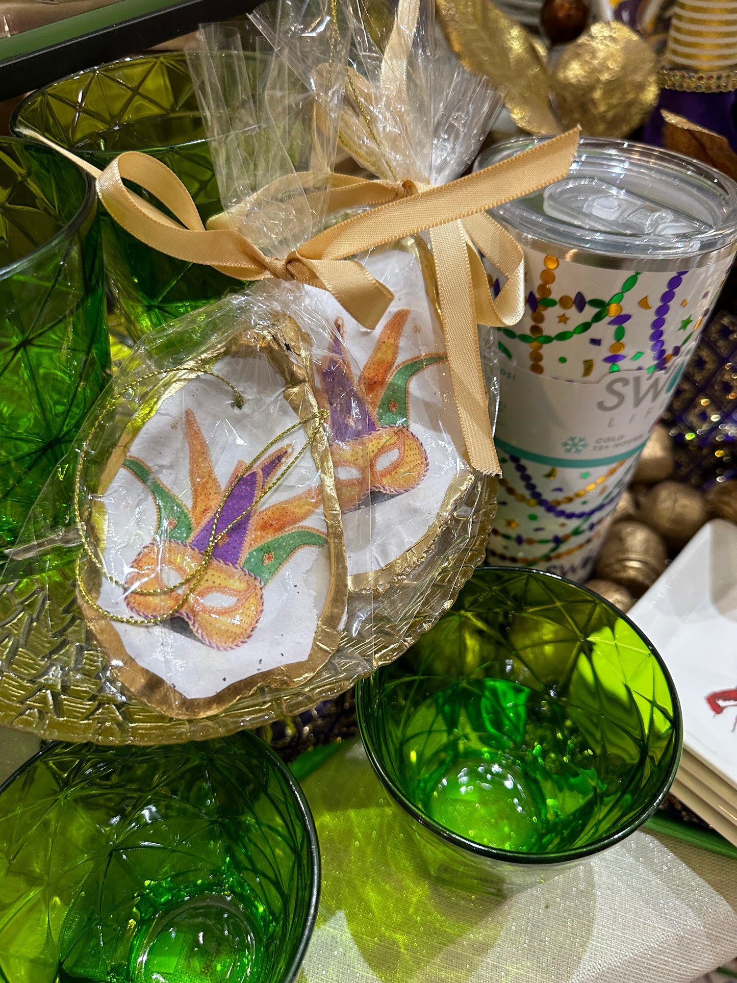 Mardi Gras Oyster Shell Ornament