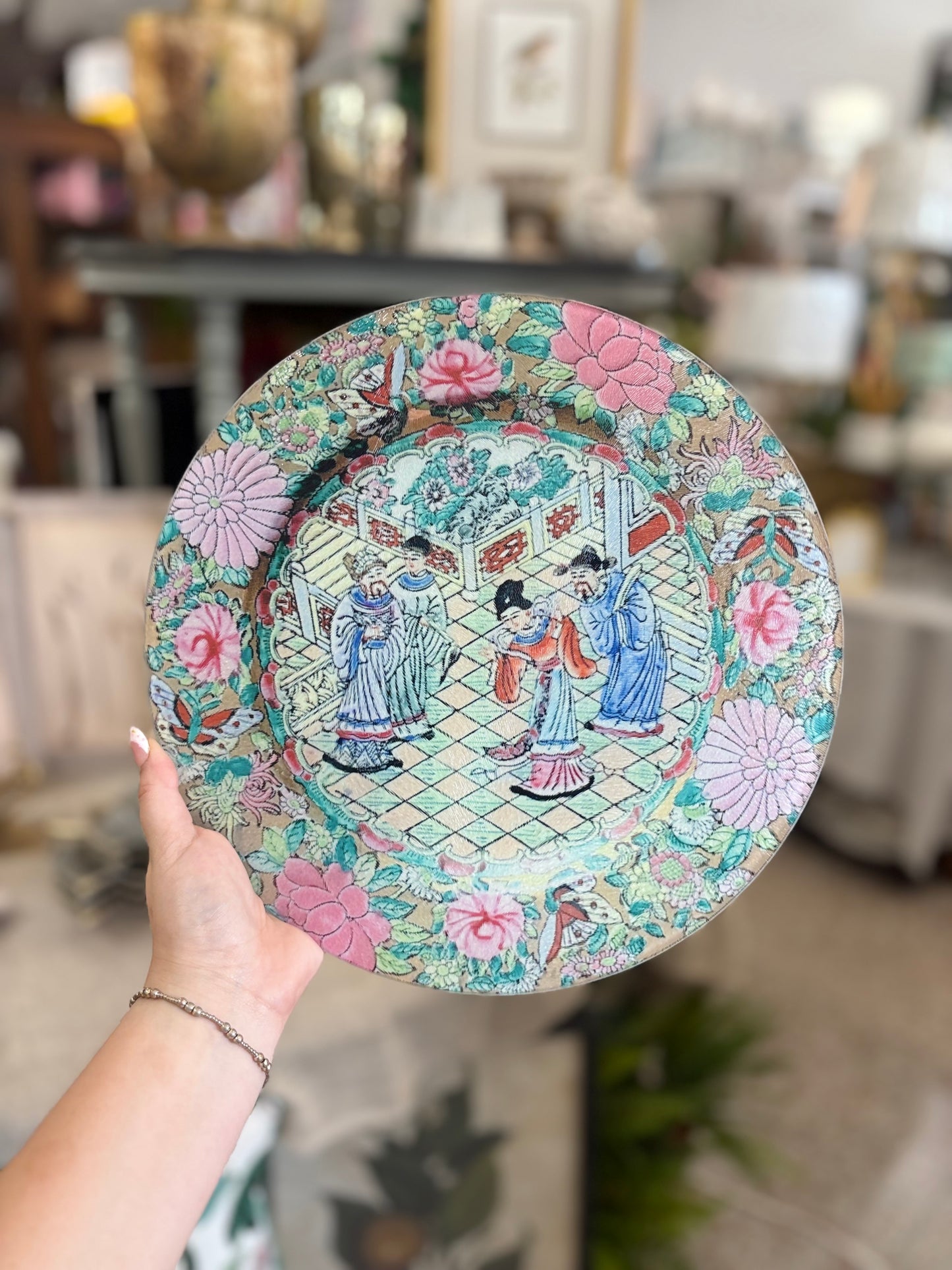 Chinese Famille Rose Medallion Cutting Board