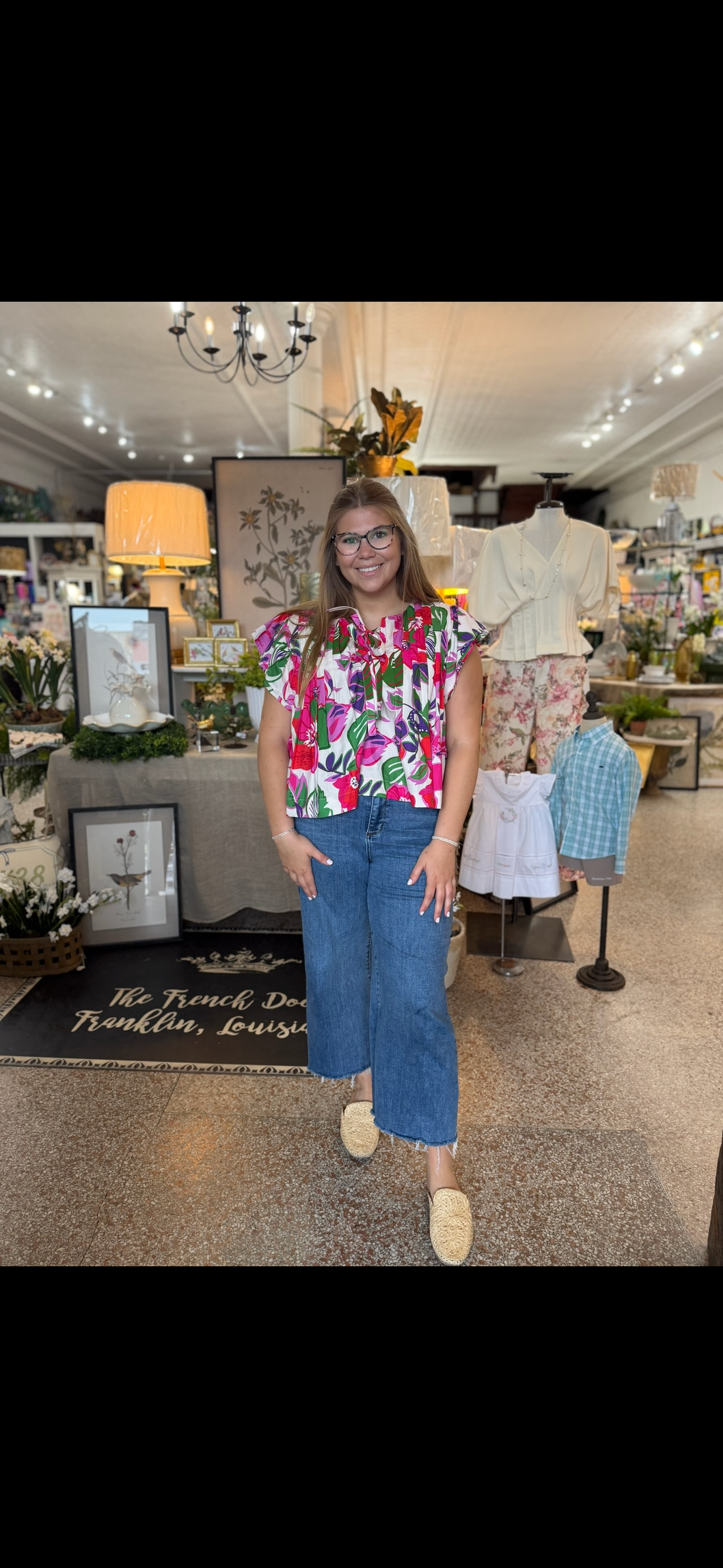 Pleated Floral Tie Shirt