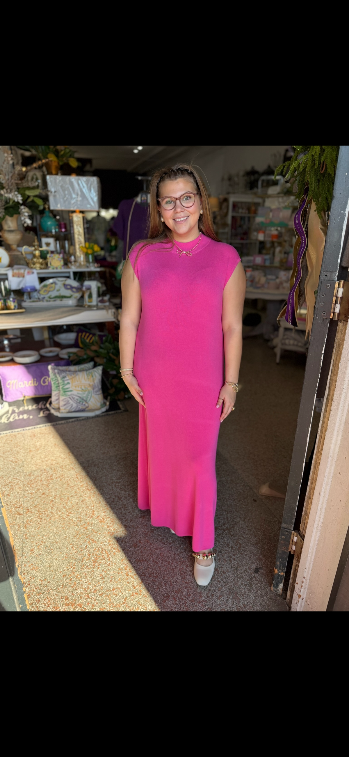 Hot Pink Maxi Knit Dress