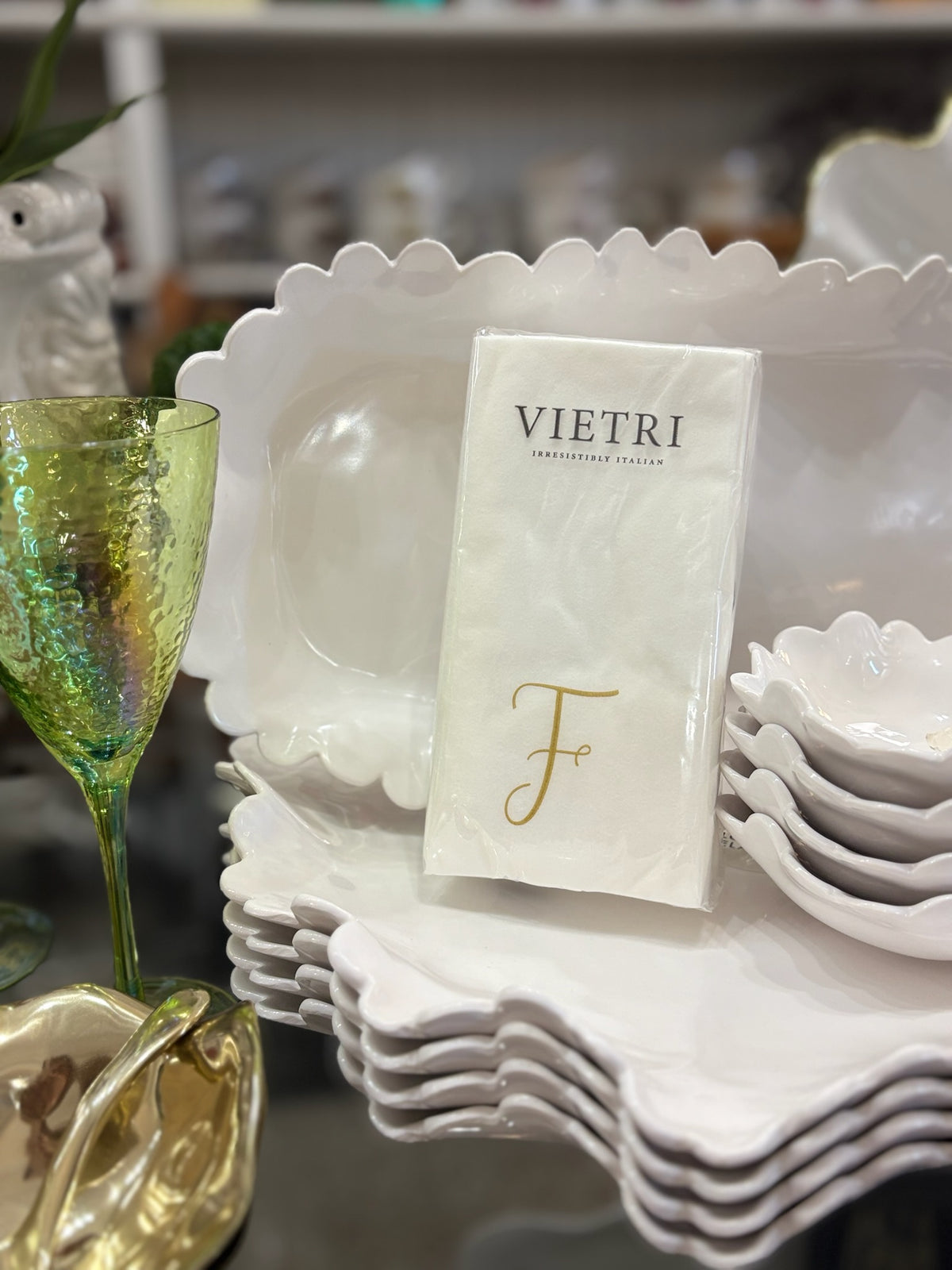 Vietri Papersoft Napkins Gold Monogram Guest Towels